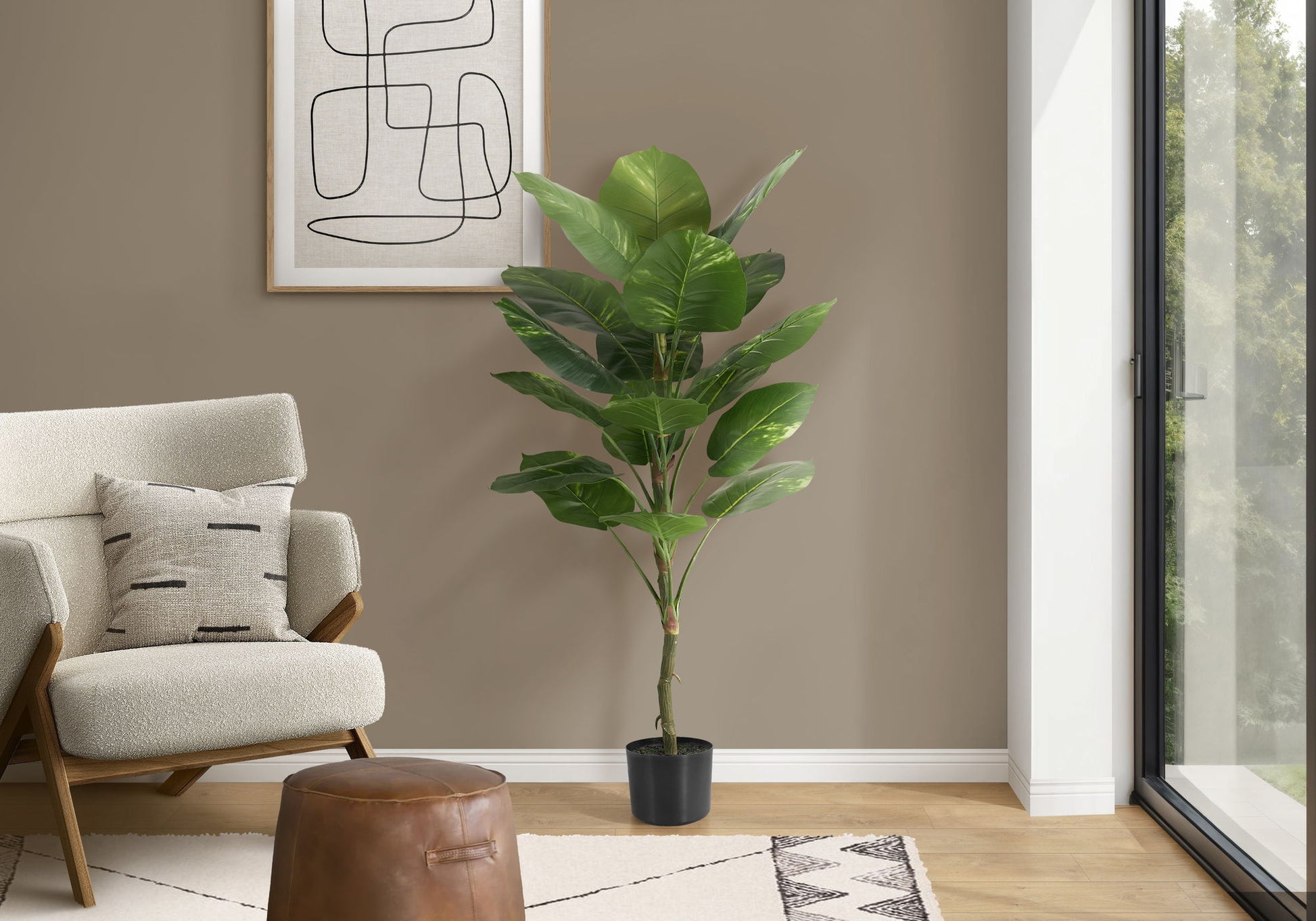 54" Tall, Artificial Plant, Dieffenbachia Tree, Indoor, Faux, Fake, Floor, Greenery, Potted, Real Touch, Decorative - Green / Black - Best Buy Furniture