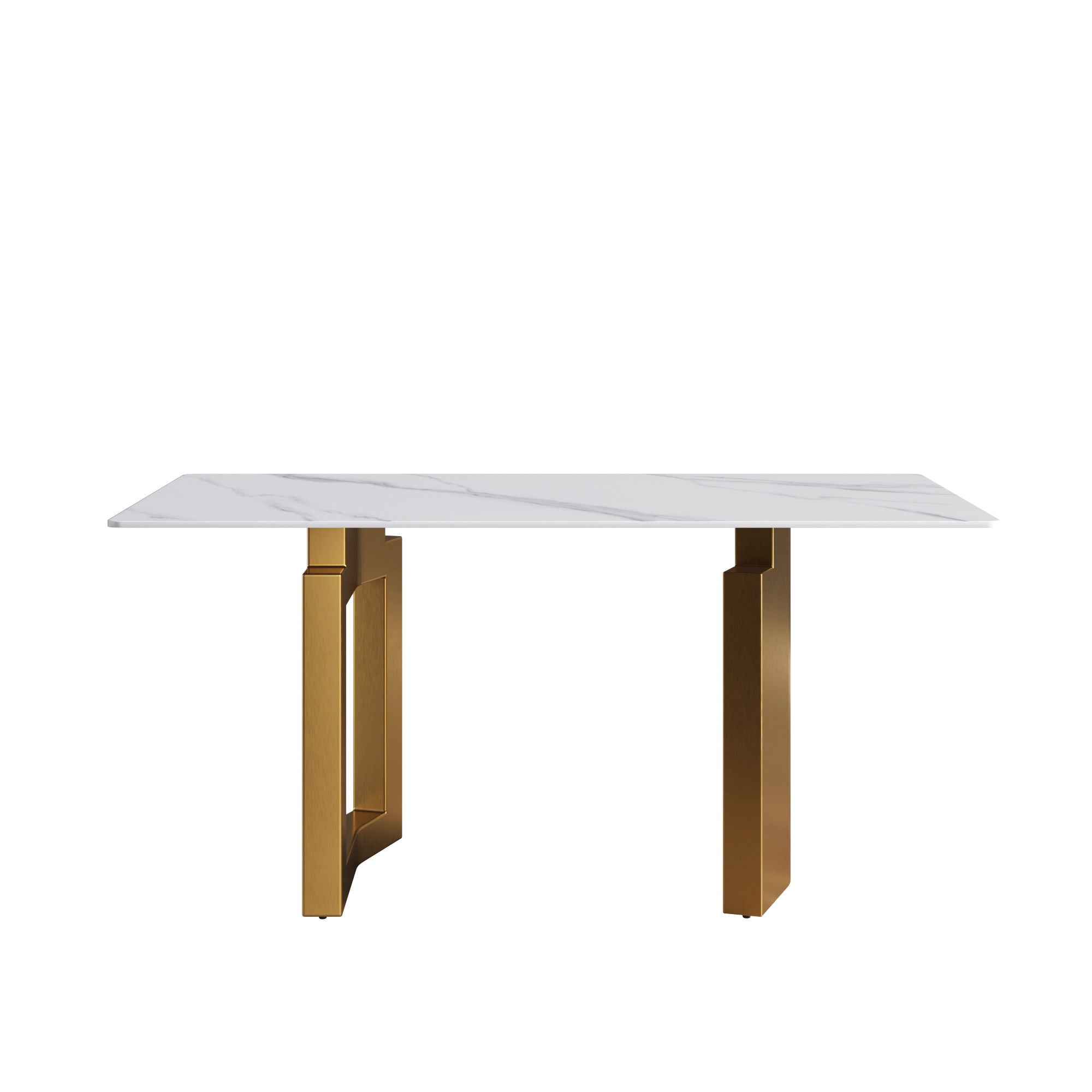 Modern Artificial Stone White Straight Edge Metal Leg Dining Table - Best Buy Furniture