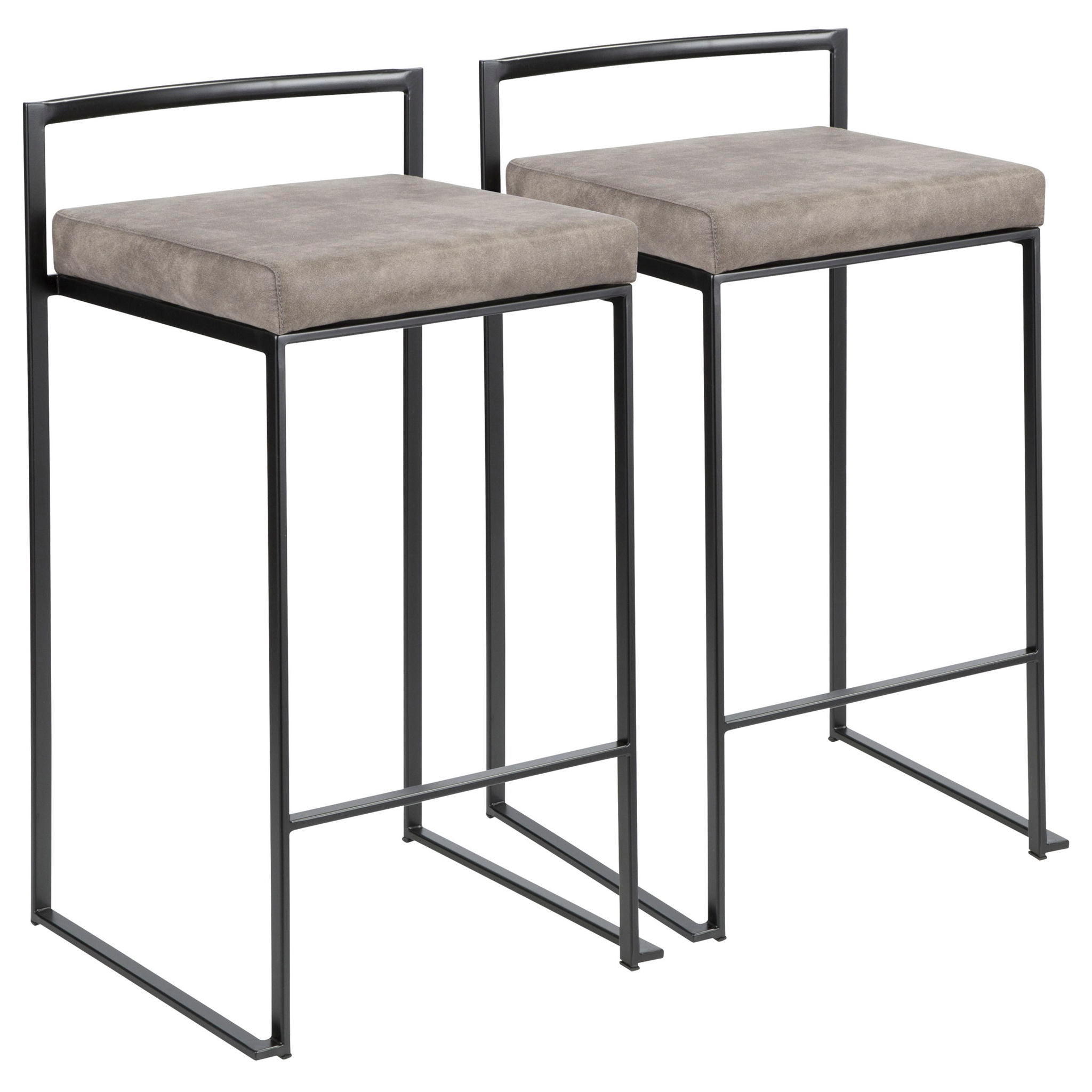 Fuji - Contemporary Stackable Counter Stool (Set of 2) - Black / Stone - Best Buy Furniture