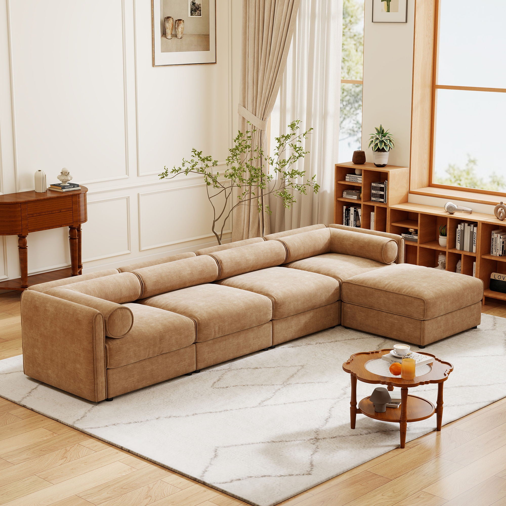 Contemporary Elegant White Chenille Sofa With Storage And Ottoman - Best Buy Furniture