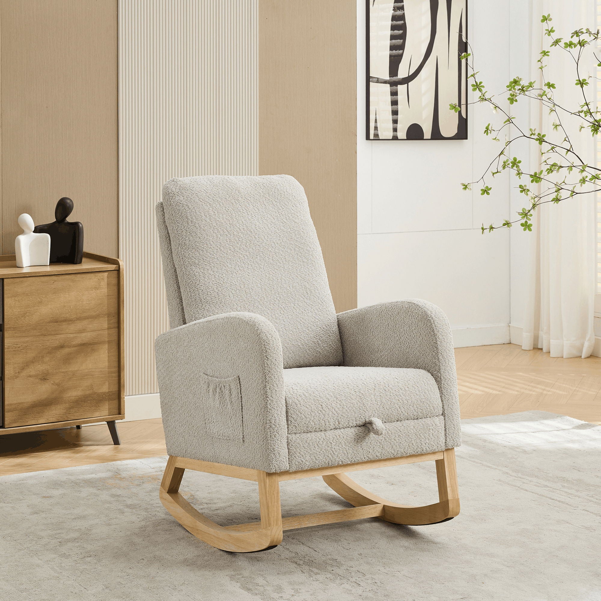 Rocking High Back Glider Chair With Retractable Footrest, Side Pocket - Best Buy Furniture