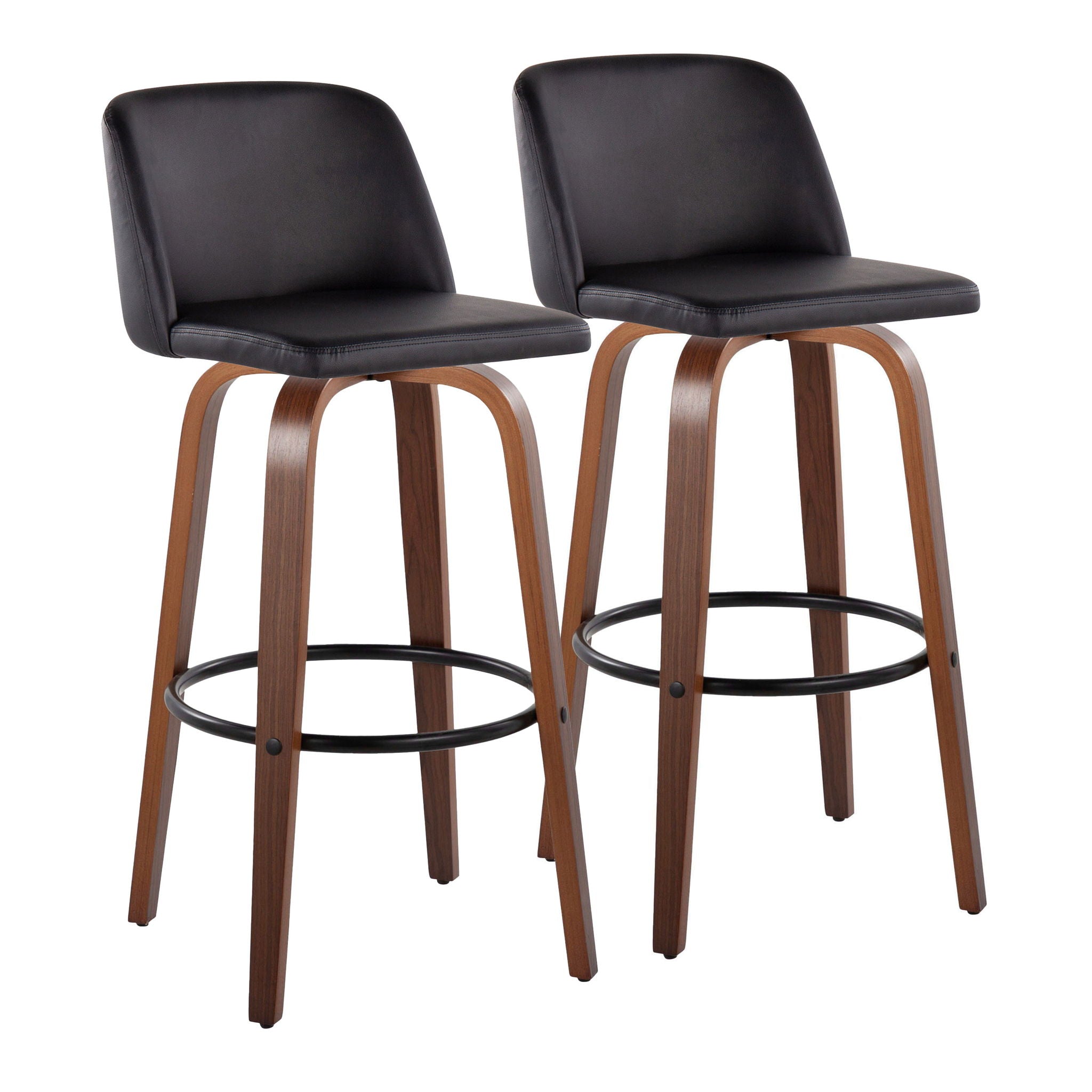 Toriano - Mid Century Modern Fixed Height Barstool Swivel And Round Footrest (Set of 2) - Best Buy Furniture