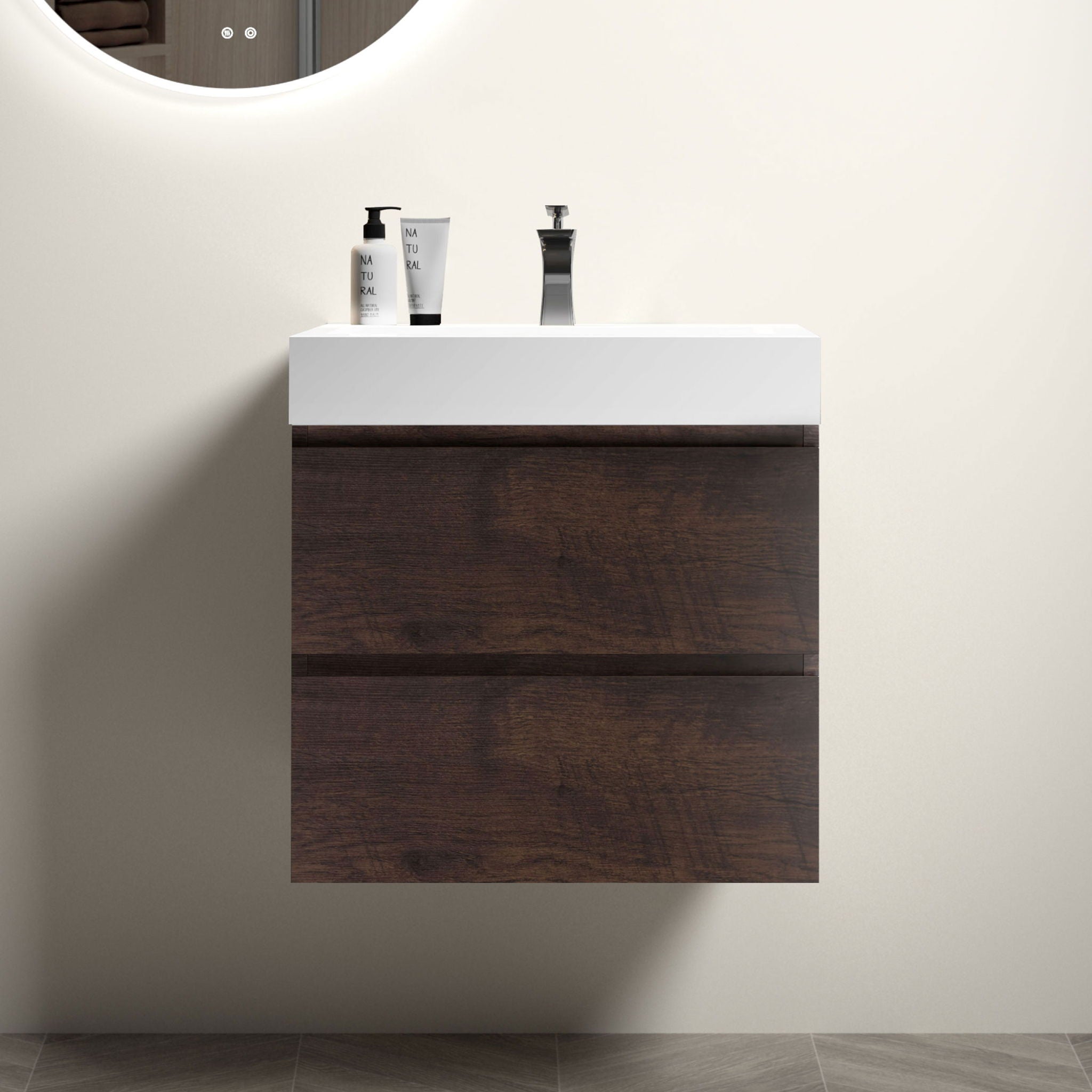 Alice - Bathroom Vanity Wall Mounted With Sink, Large Storage Floating Bathroom Vanity For Modern Bathroom, One-Piece Sink Basin Without Drain And Faucet - Best Buy Furniture