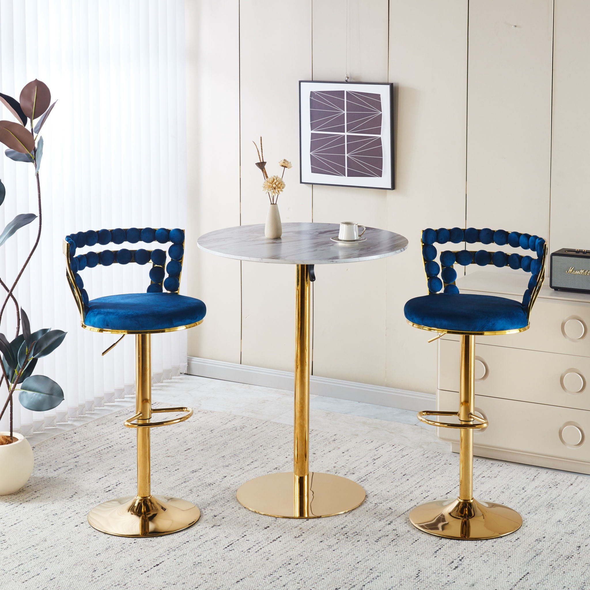 Modern Bar Chair With Iron Tube Legs, Soft Cushions And Comfortable Backrest (Set of 2) - Best Buy Furniture