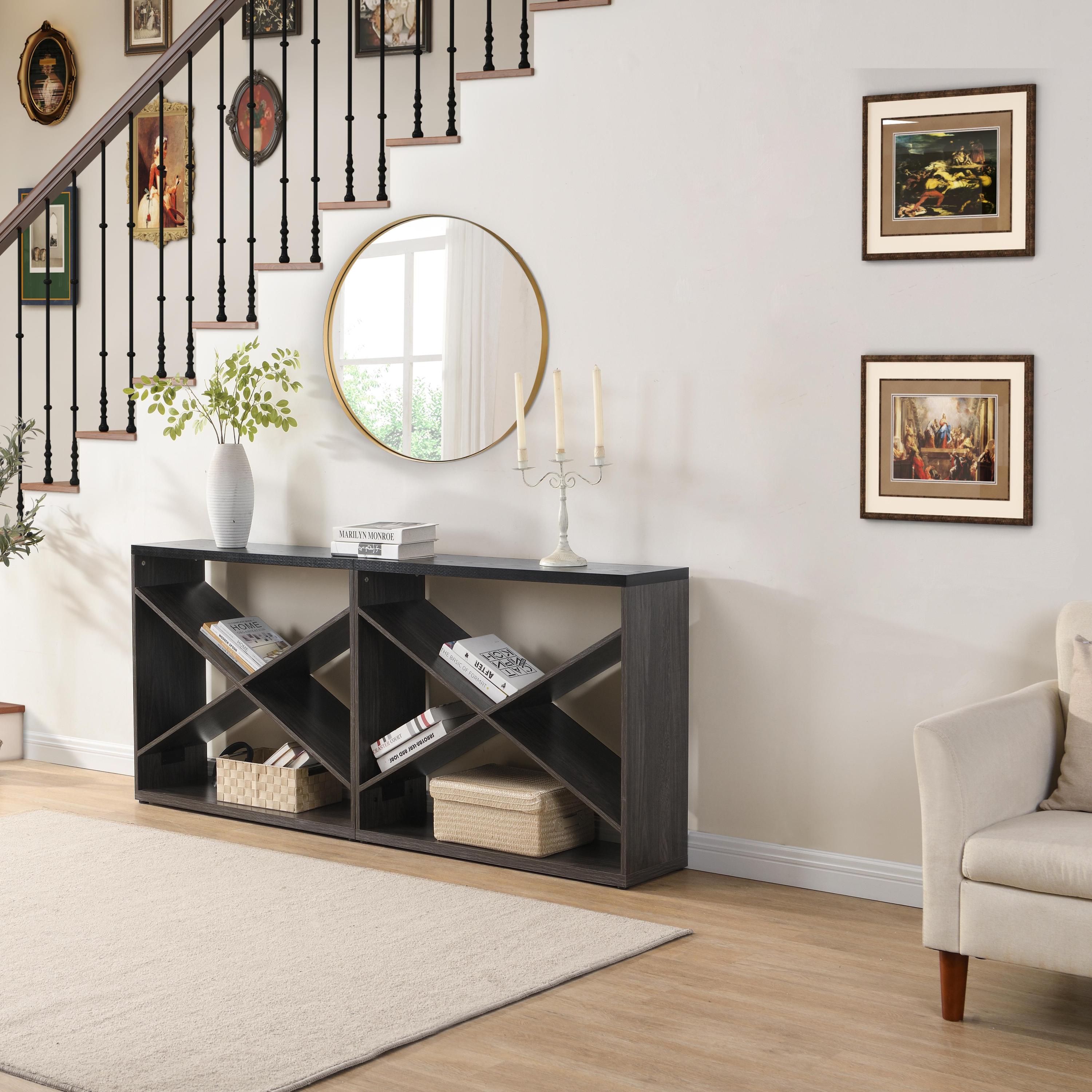 Modern X-Frame Console Table – Elegant Entryway, Living Room, and Office Storage Table with Spacious Countertop - Best Buy Furniture