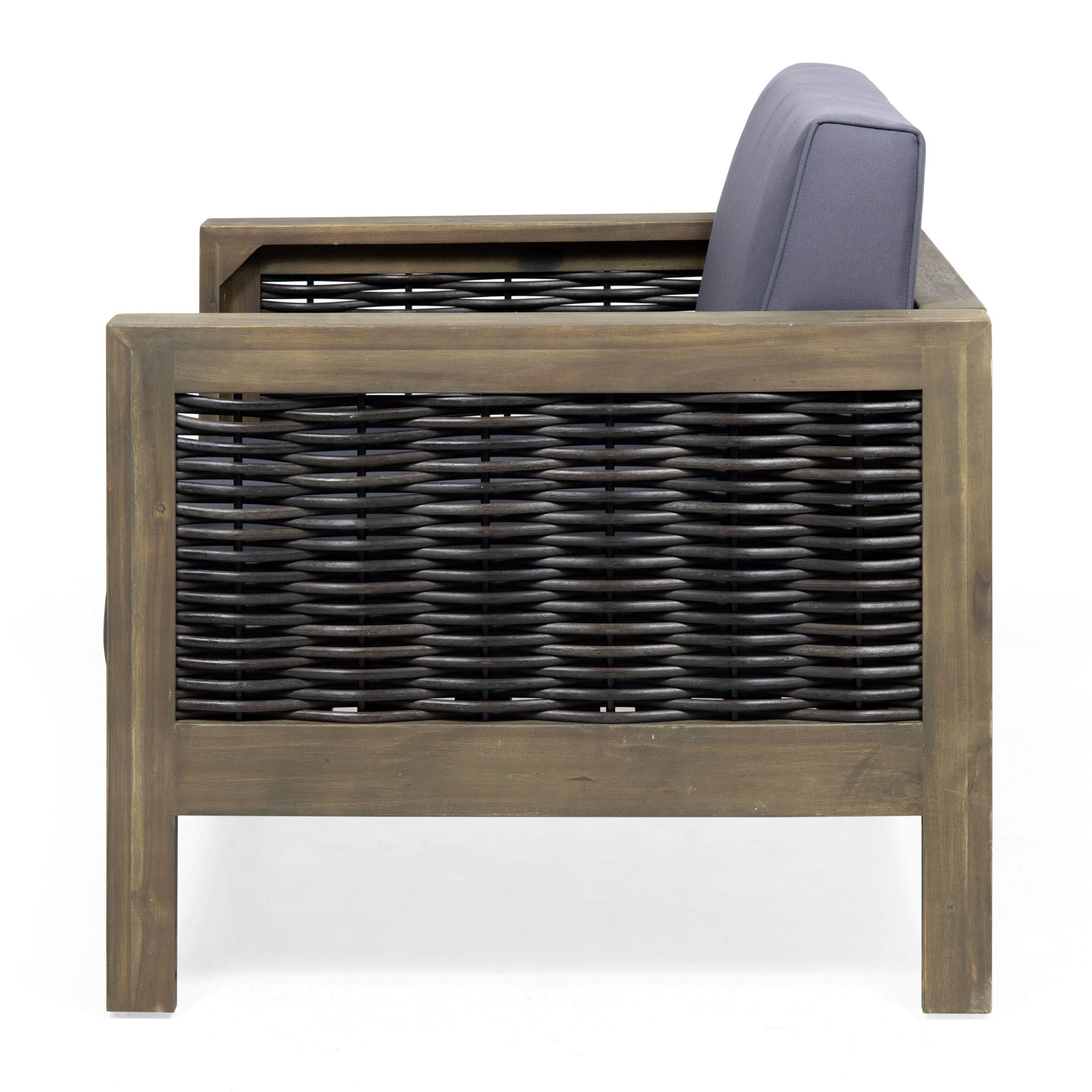 Outdoor Acacia Wood Club Chair With Wicker Accents - Best Buy Furniture