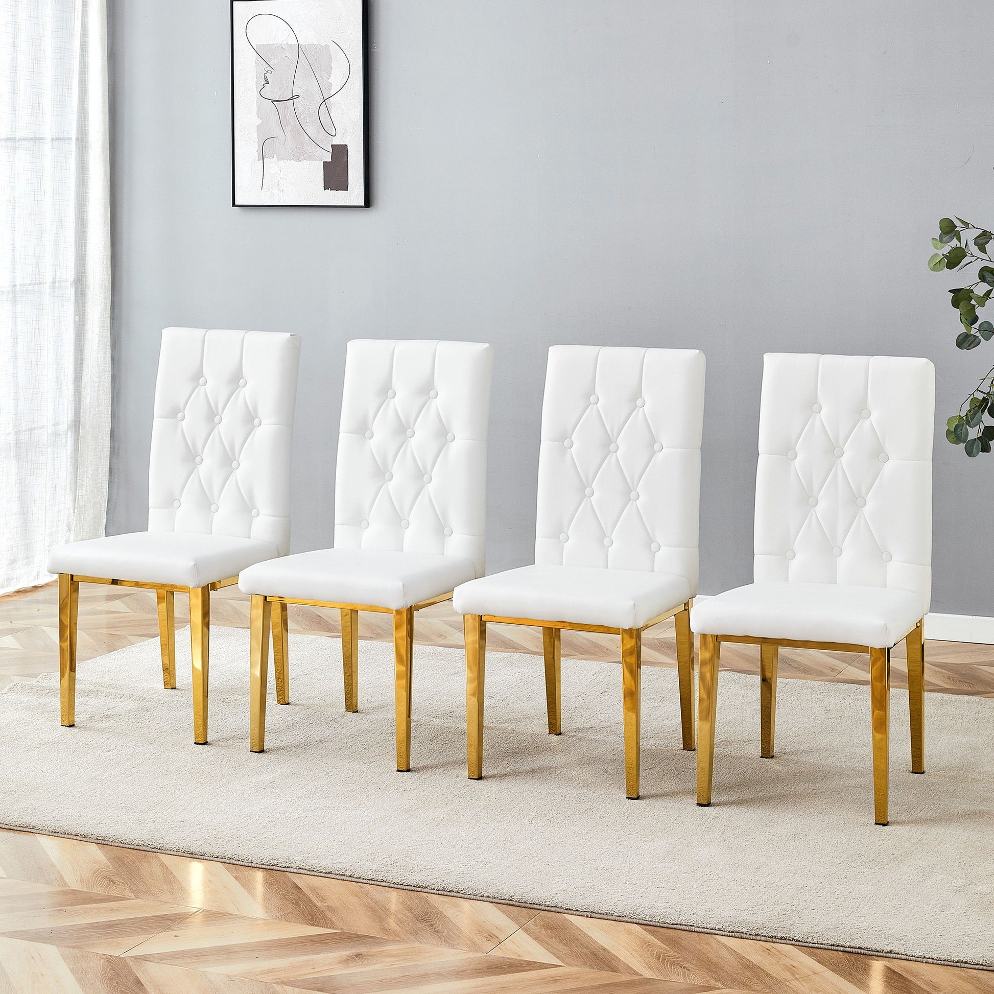 Vintage Style Armless Dining Chairs Set With Grid And Buckle Design - Best Buy Furniture
