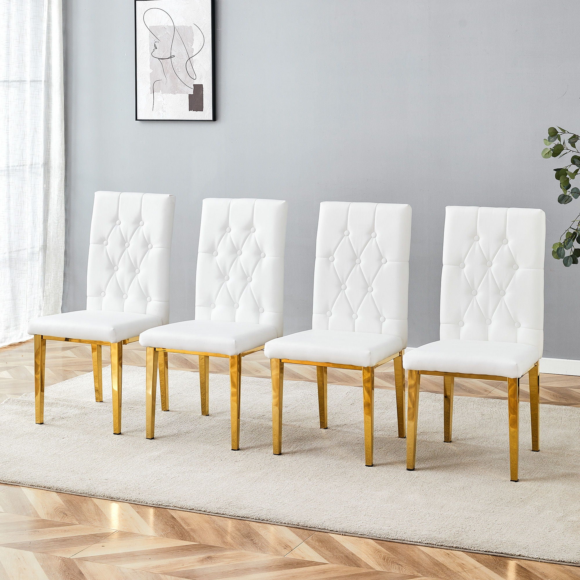 Vintage Style Armless Dining Chairs Set With Grid And Buckle Design - Best Buy Furniture