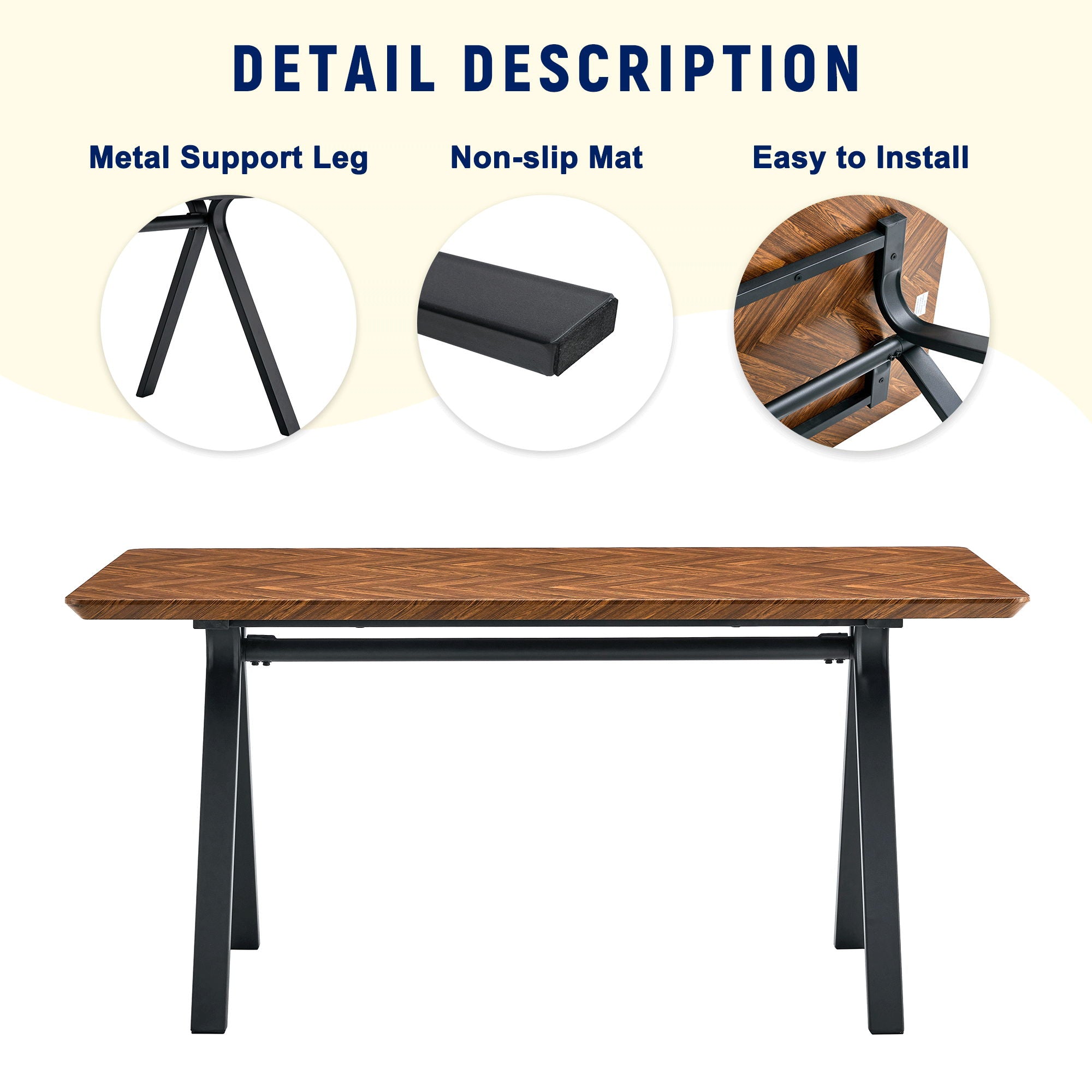 Suede Backrest Chairs With Metal Legs & Herringbone Dining Table Set - Best Buy Furniture