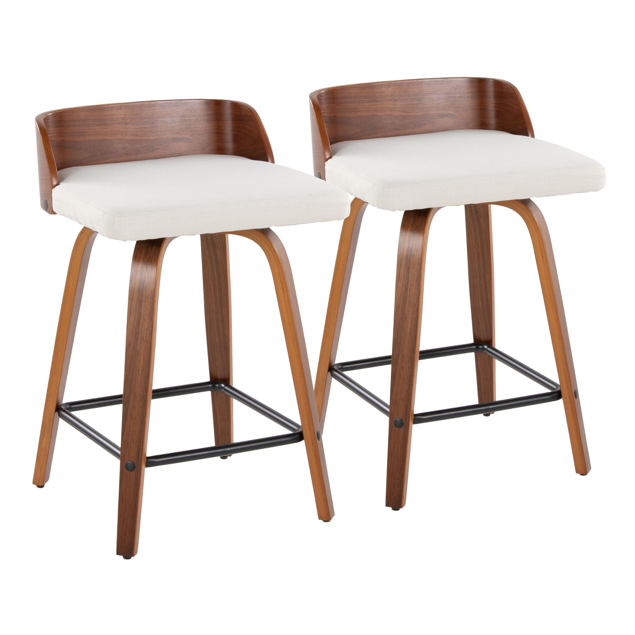 Maya - Mid Century Modern Fixed Height Counter Stool With Swivel And Square Footrest (Set of 2) - Best Buy Furniture