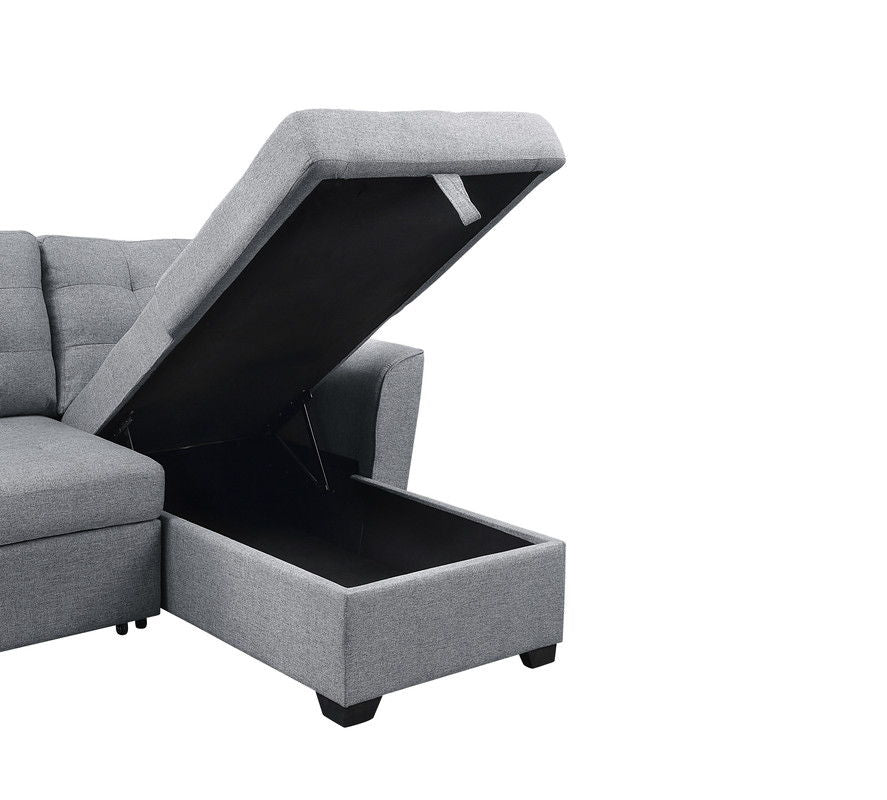 Avery - Sleeper Sectional Sofa With Reversible Storage Chaise - Light Gray - Best Buy Furniture