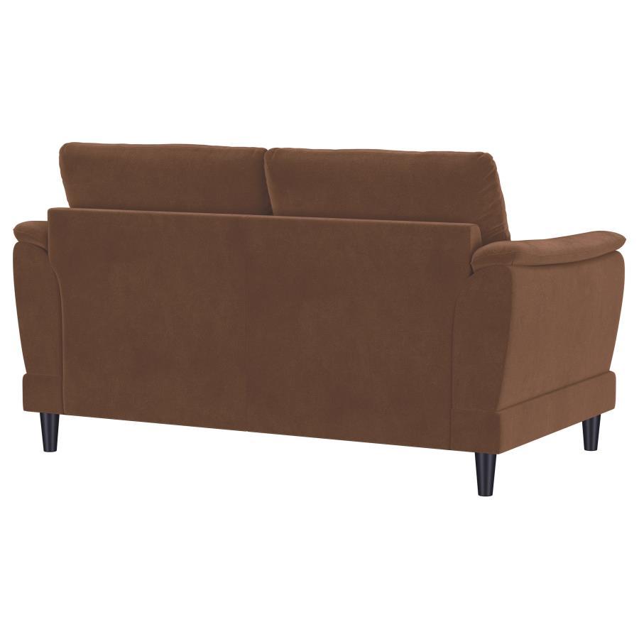 Selma - Velvet Upholstered Crescent Arm Loveseat - Rust - Best Buy Furniture