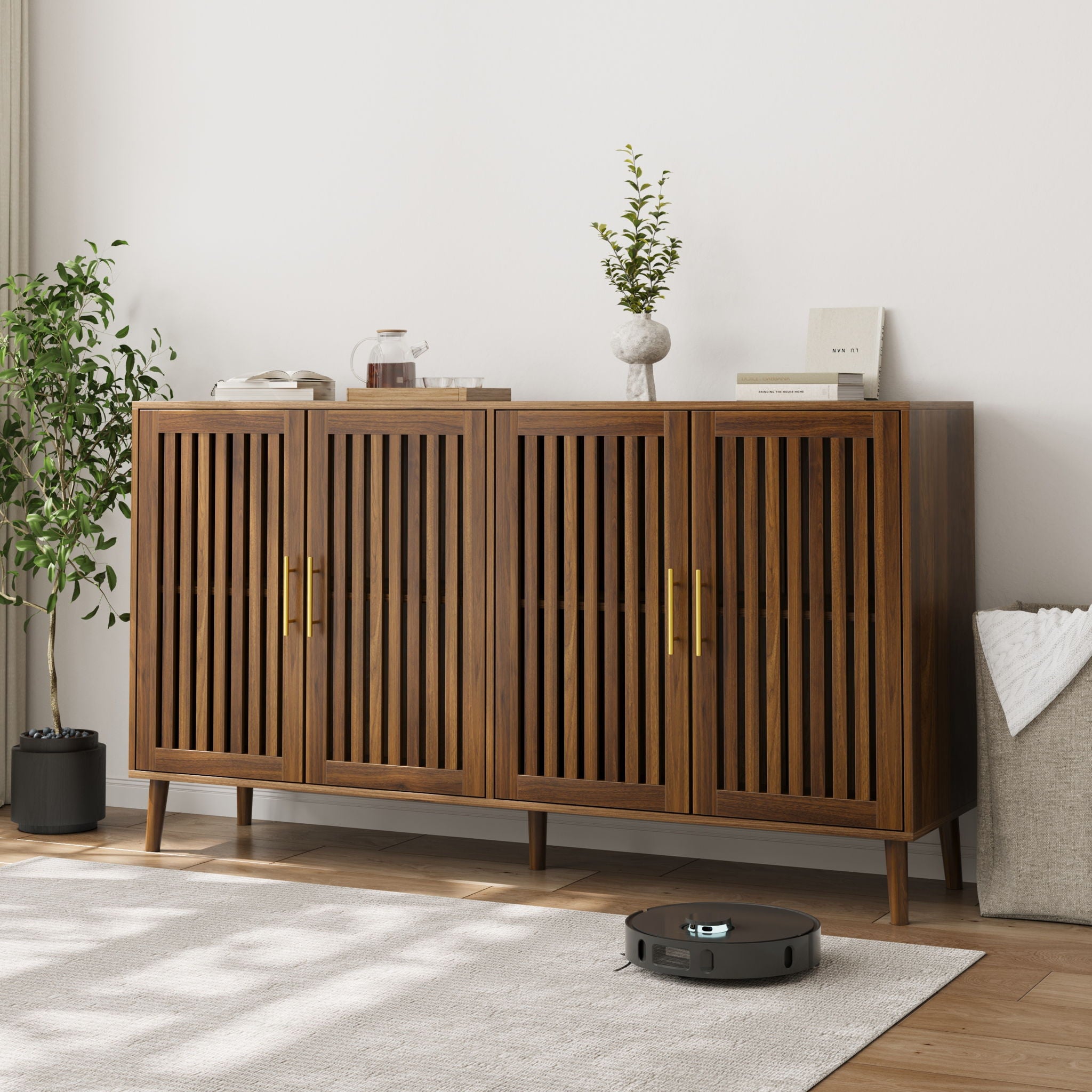 Grille Striped Sideboard Buffet Cabinet With Storage - Best Buy Furniture