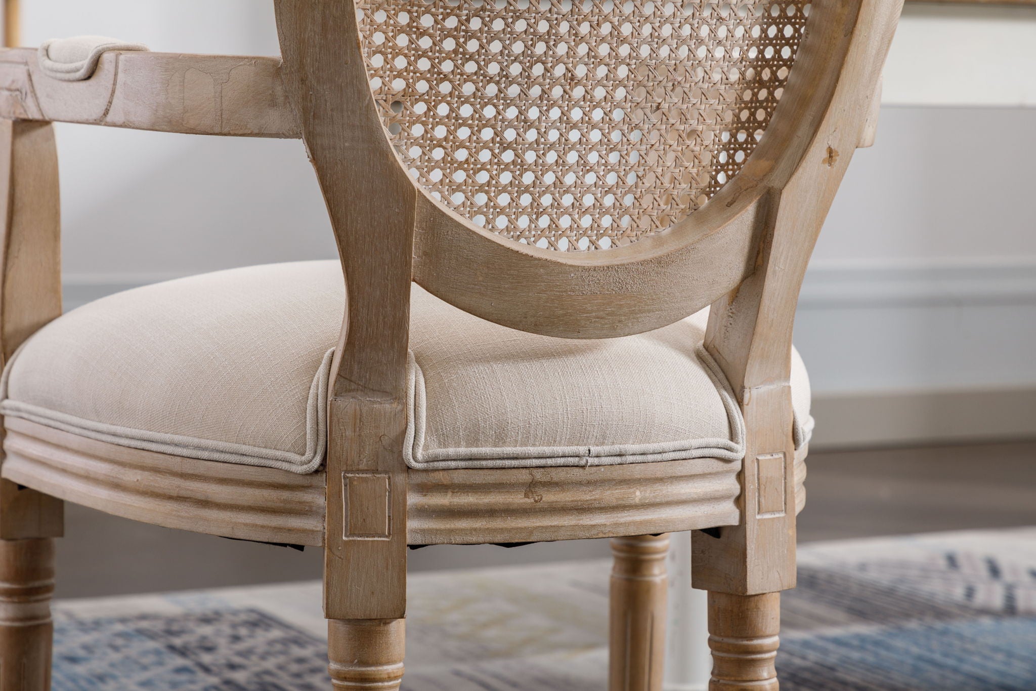 French Vintage Upholstered Fabric Dining Armchair (Set of 2) - Beige - Best Buy Furniture