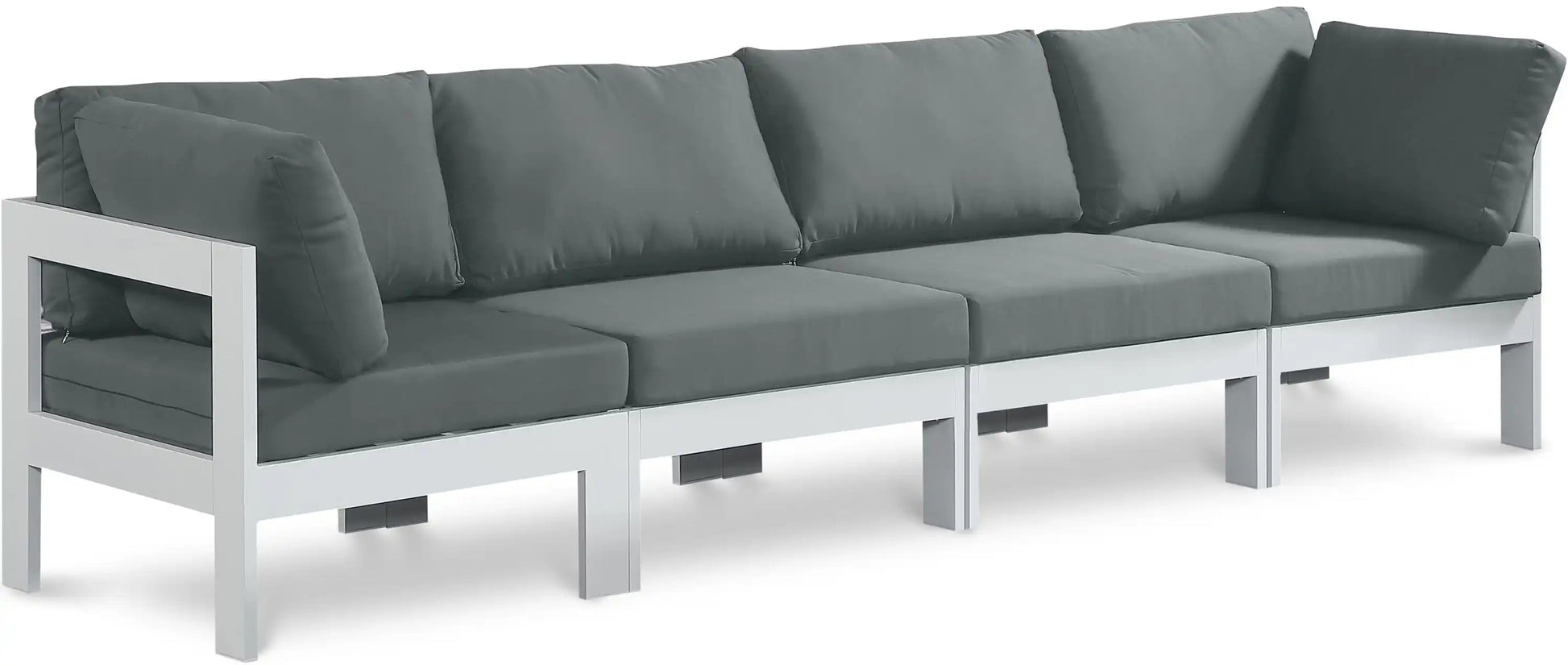 Nizuc - Outdoor Patio 4 Seat Modular Sofa With White Frame - Best Buy Furniture