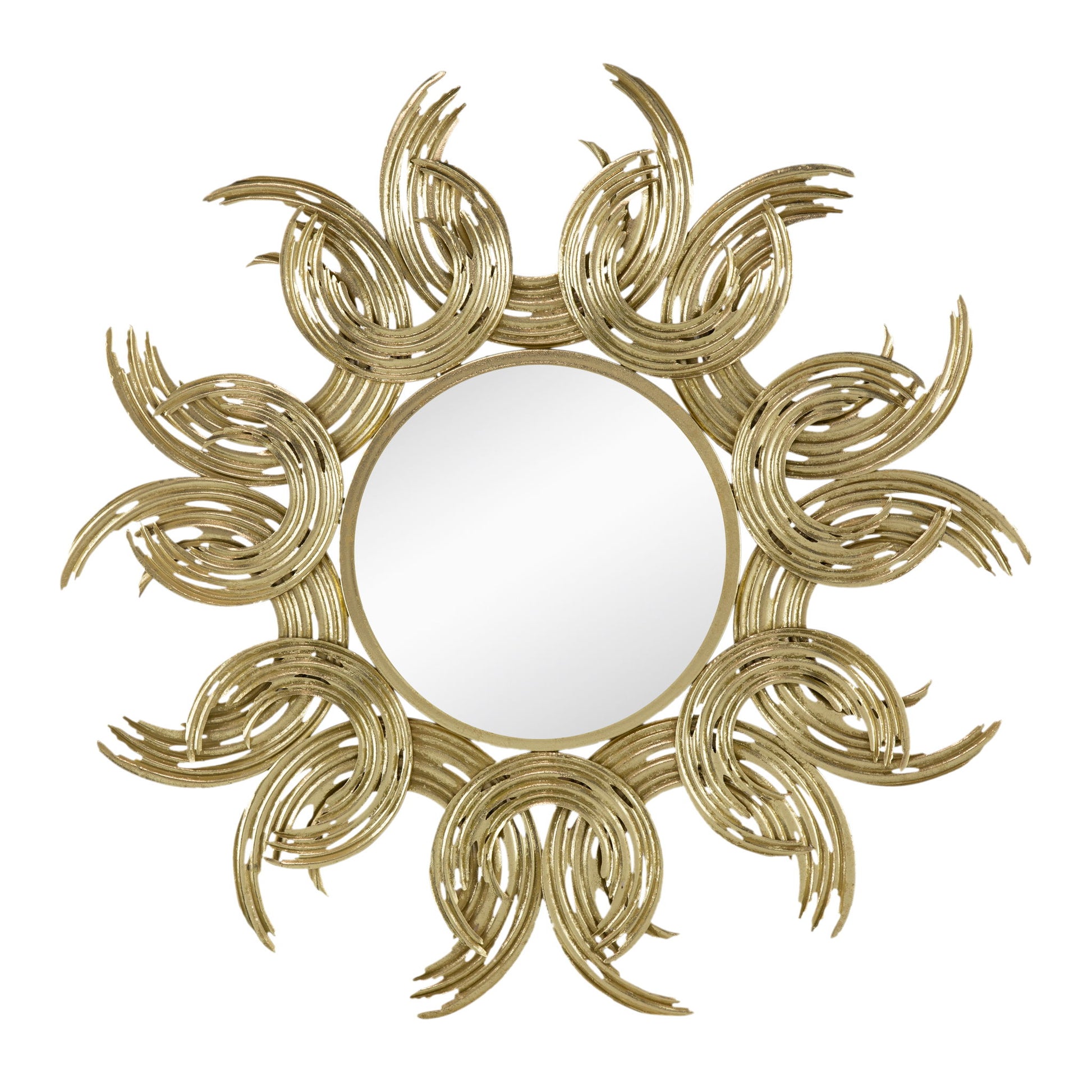 Sunburst Metal Decorative Mirror With, Boho Wall Decor Sun Mirror For Living Room Bathroom Enterway - Gold - Best Buy Furniture