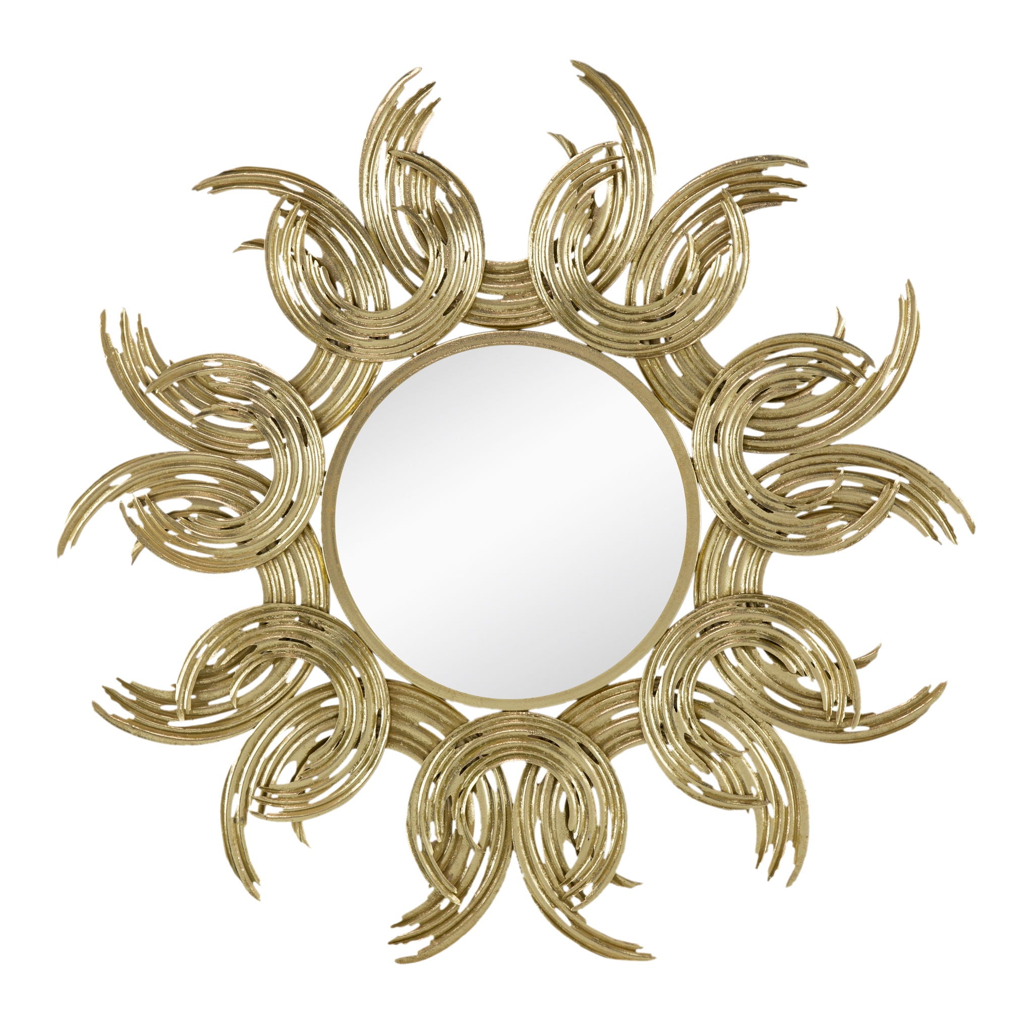 Sunburst Metal Decorative Mirror With, Boho Wall Decor Sun Mirror For Living Room Bathroom Enterway - Gold - Best Buy Furniture