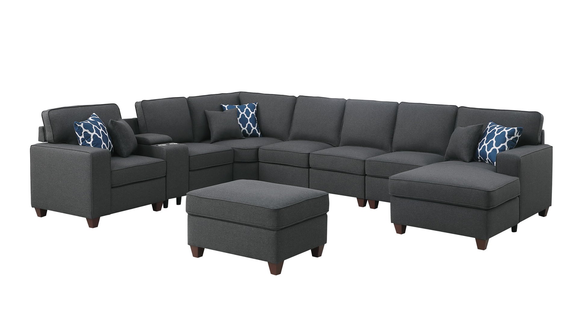 Eric - 9 Piece Upholstered Sectional With Ottoman - Best Buy Furniture