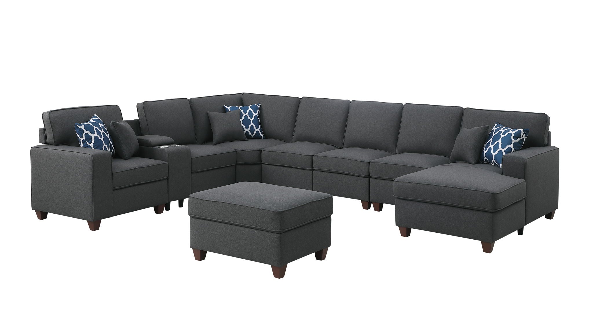 Eric - 9 Piece Upholstered Sectional With Ottoman - Best Buy Furniture