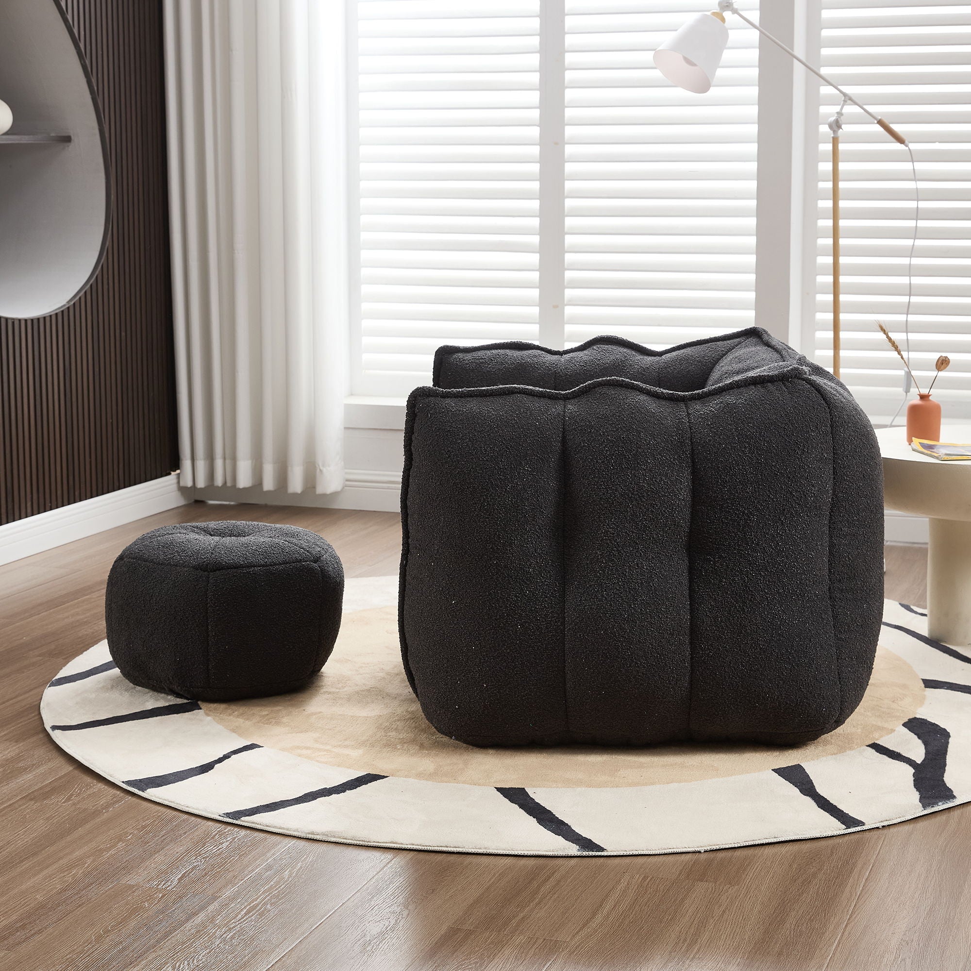 Soft Chenille Bean Bag Chair With High Resilient Foam