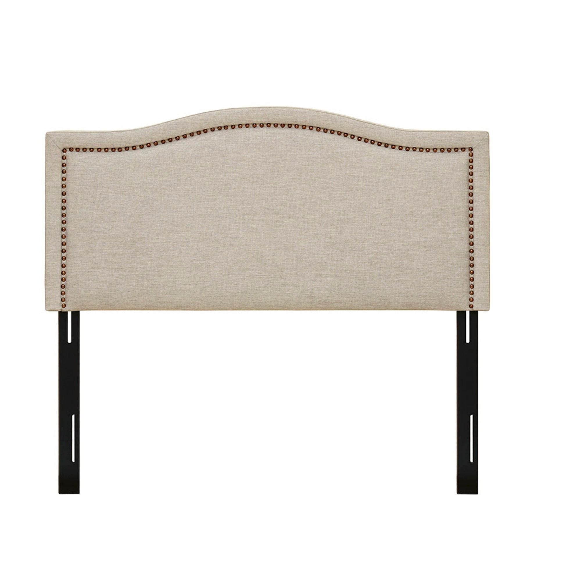 Elegant Panel Headboard With Copper Nailheads And Adjustable Metal Legs - Best Buy Furniture