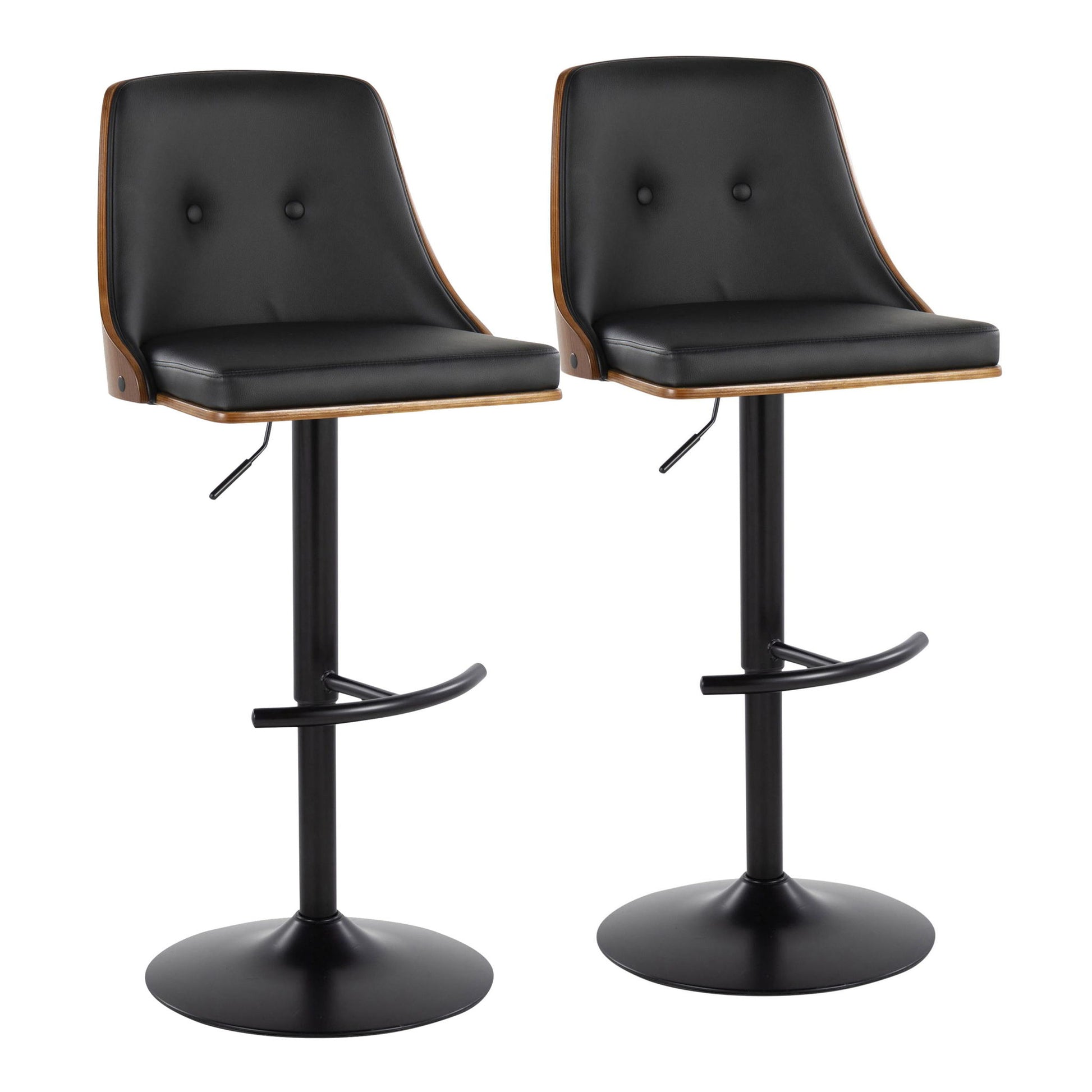 Gianna - Mid Century Modern Adjustable Barstool, Swivel With Rounded T Footrest (Set of 2) - Best Buy Furniture