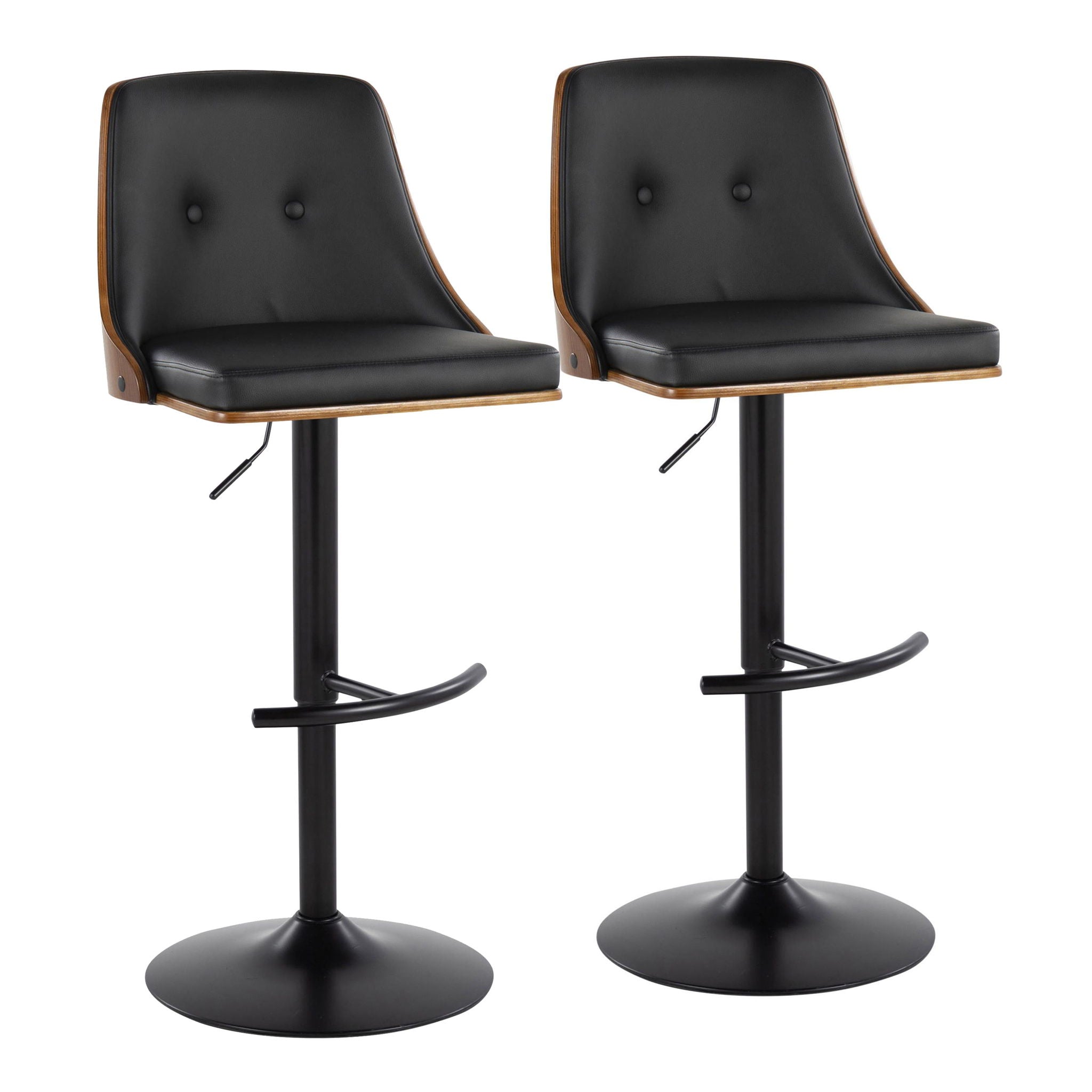 Gianna - Mid Century Modern Adjustable Barstool, Swivel With Rounded T Footrest (Set of 2) - Best Buy Furniture