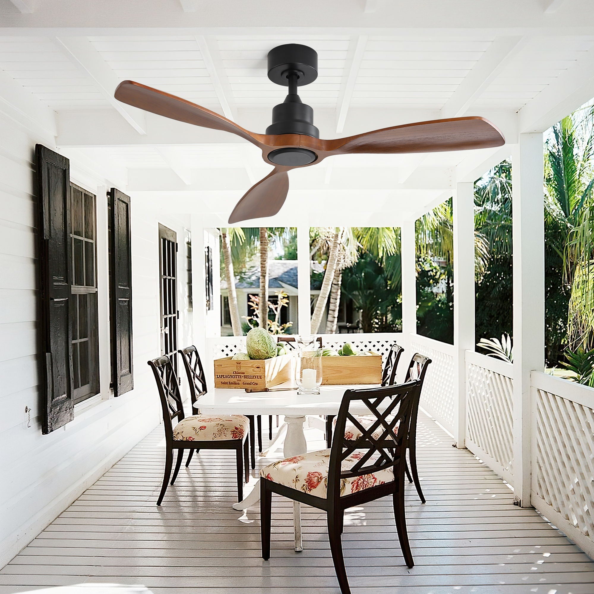 48" Ceiling Fan Without Light, 3 Solid Wood Blades Outdoor Ceiling Fan 6 - Speed Reversible DC Motor For Living Room - Black - Best Buy Furniture