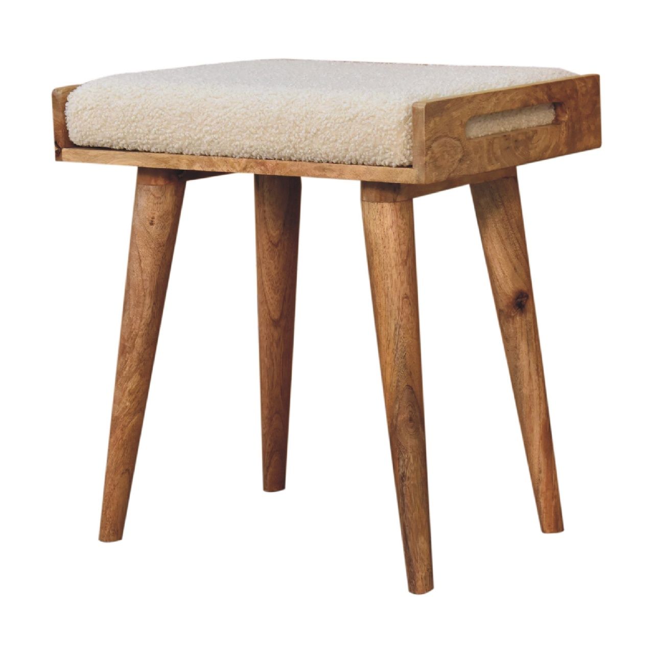 Boucle Tray Style Footstool - Cream - Best Buy Furniture