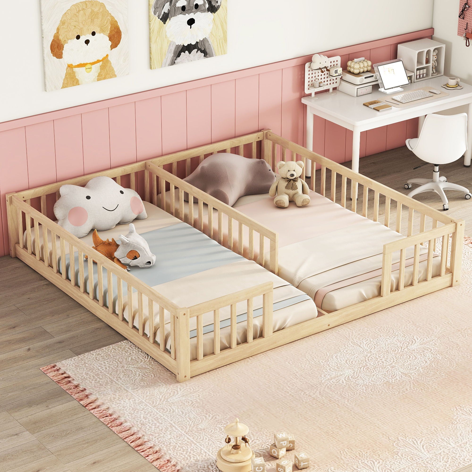 Double Floor Bed With Fence, Guardrails, Without Door - Best Buy Furniture