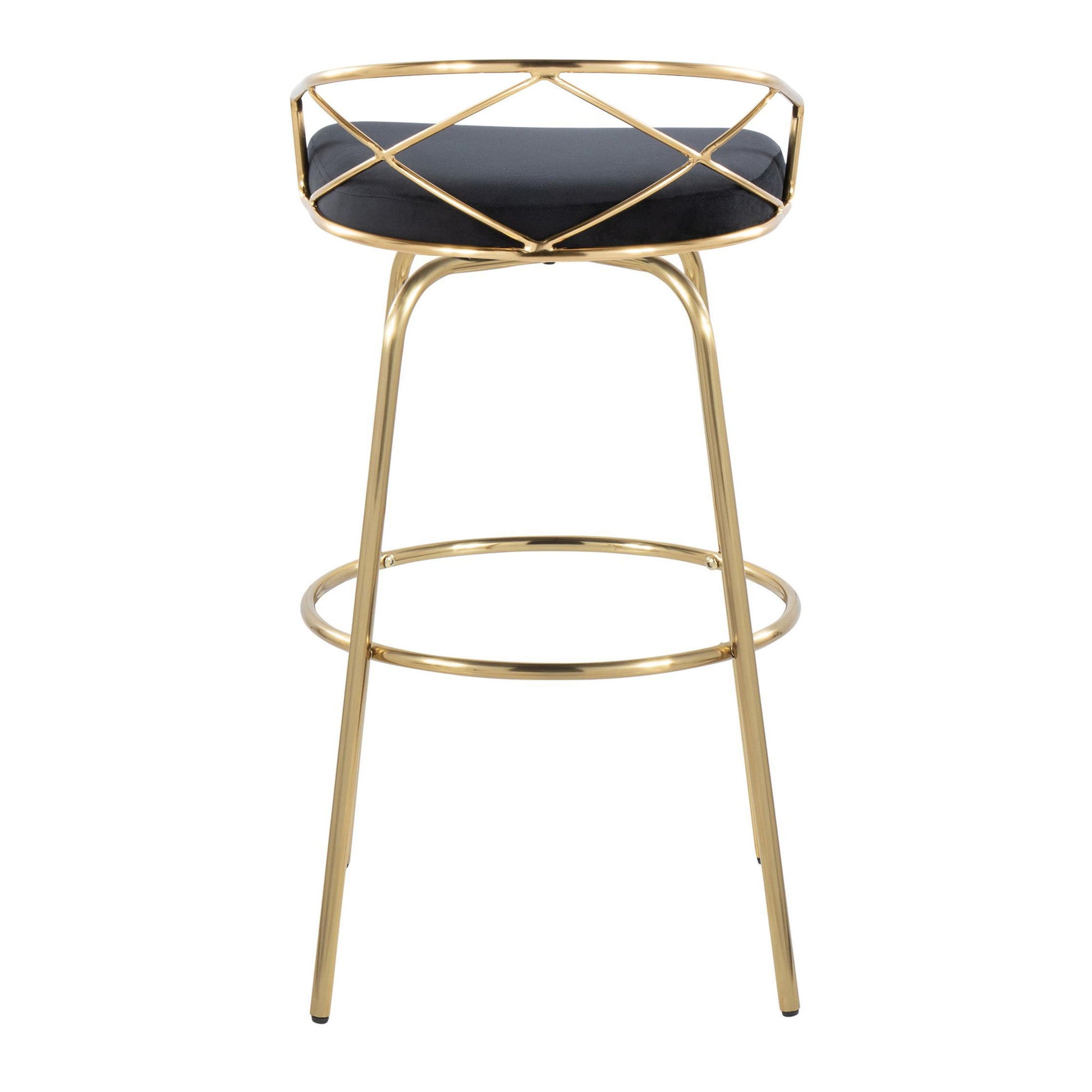 Charlotte - Glam Glam / Art Deco Fixed Height Barstool With Swivel With Round Footrest (Set of 2) - Best Buy Furniture