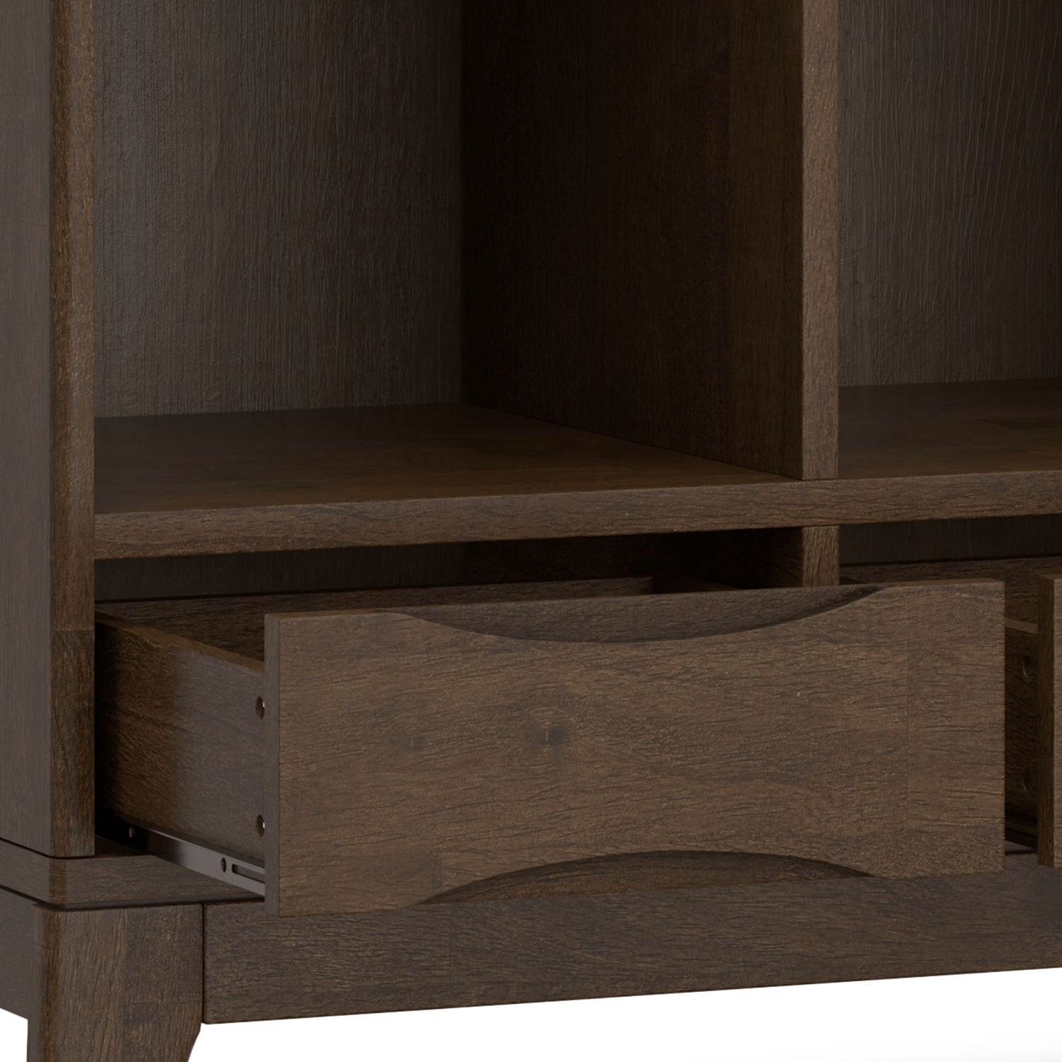 Harper - Low 6 Cube Storage With Drawers - Walnut Brown - Best Buy Furniture