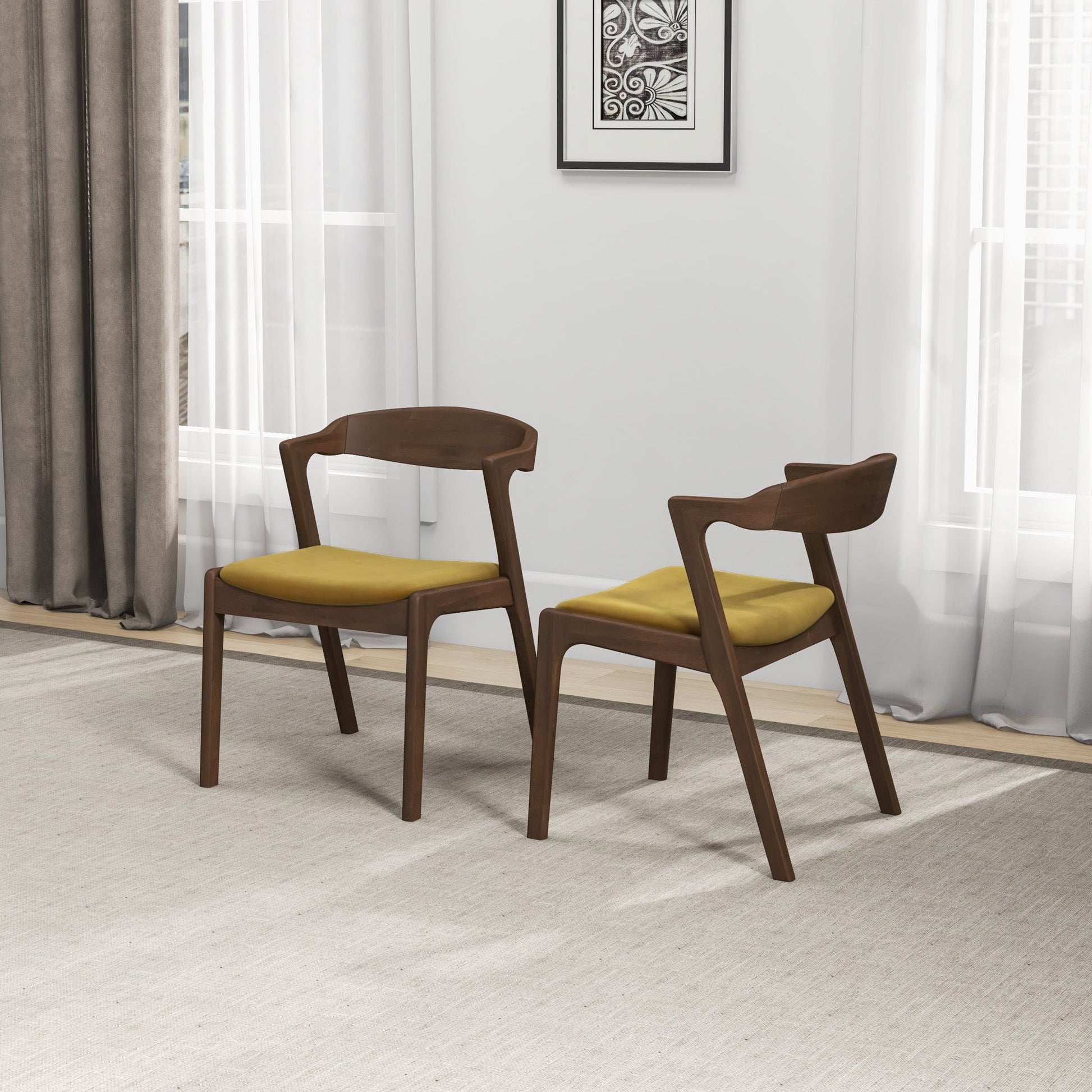 Dakota - Mid-Century Modern Velvet Dining Chair (Set of 2) - Best Buy Furniture