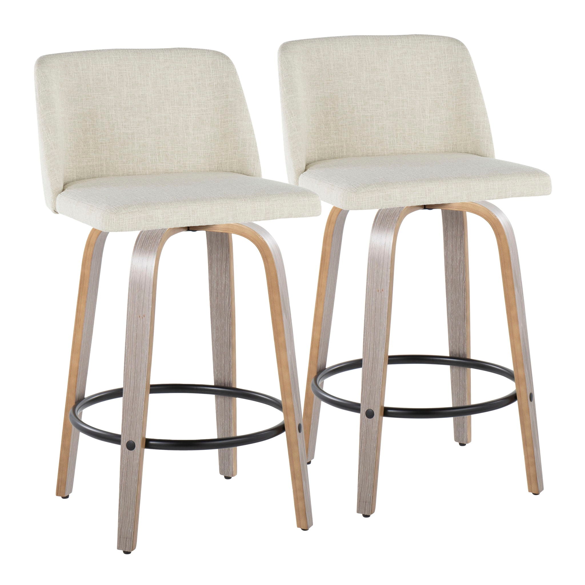 Toriano - Contemporary Fixed Height Counter Stool Swivel & Round Footrest (Set of 2) - Best Buy Furniture