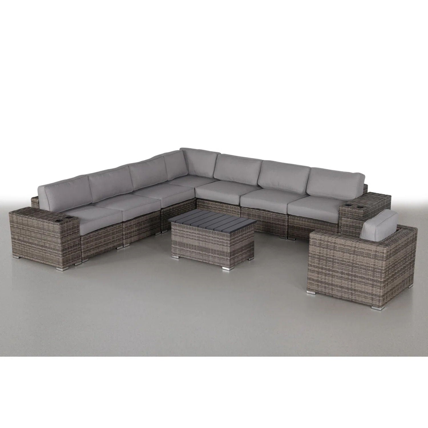 Modern Patio Rattan Sectional Set With Cushions - Best Buy Furniture