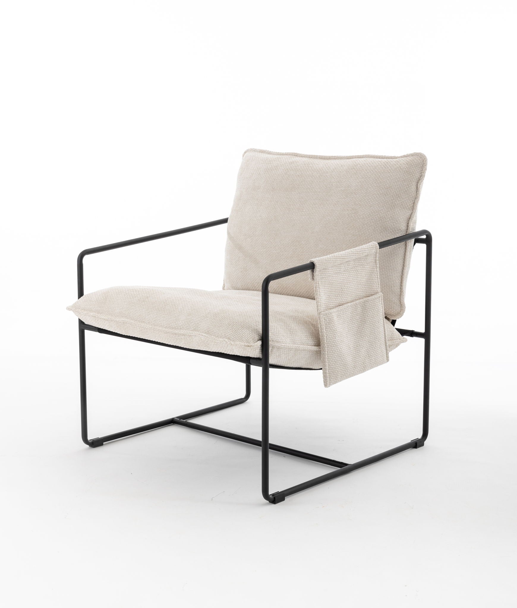 Upholstered Hanging Armchair With Arm Pocket Metal Frame (Set of 2), Crushed Foam Cushions And Skin-Friendly Braid For Living Room And Bedroom - Best Buy Furniture