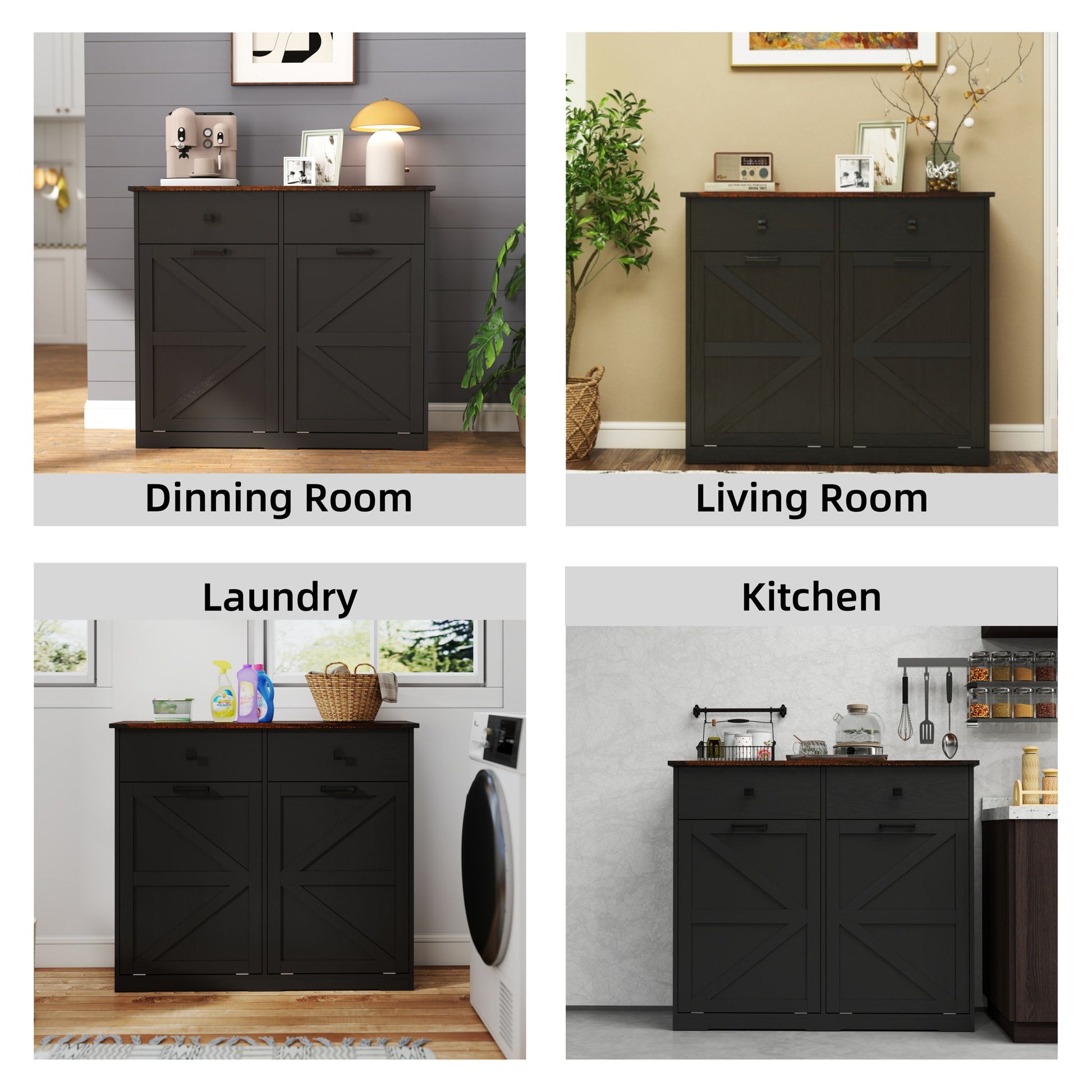 Double Tilt Out Trash Cabinet With Hideaway Drawer And Barn Door Style - Best Buy Furniture