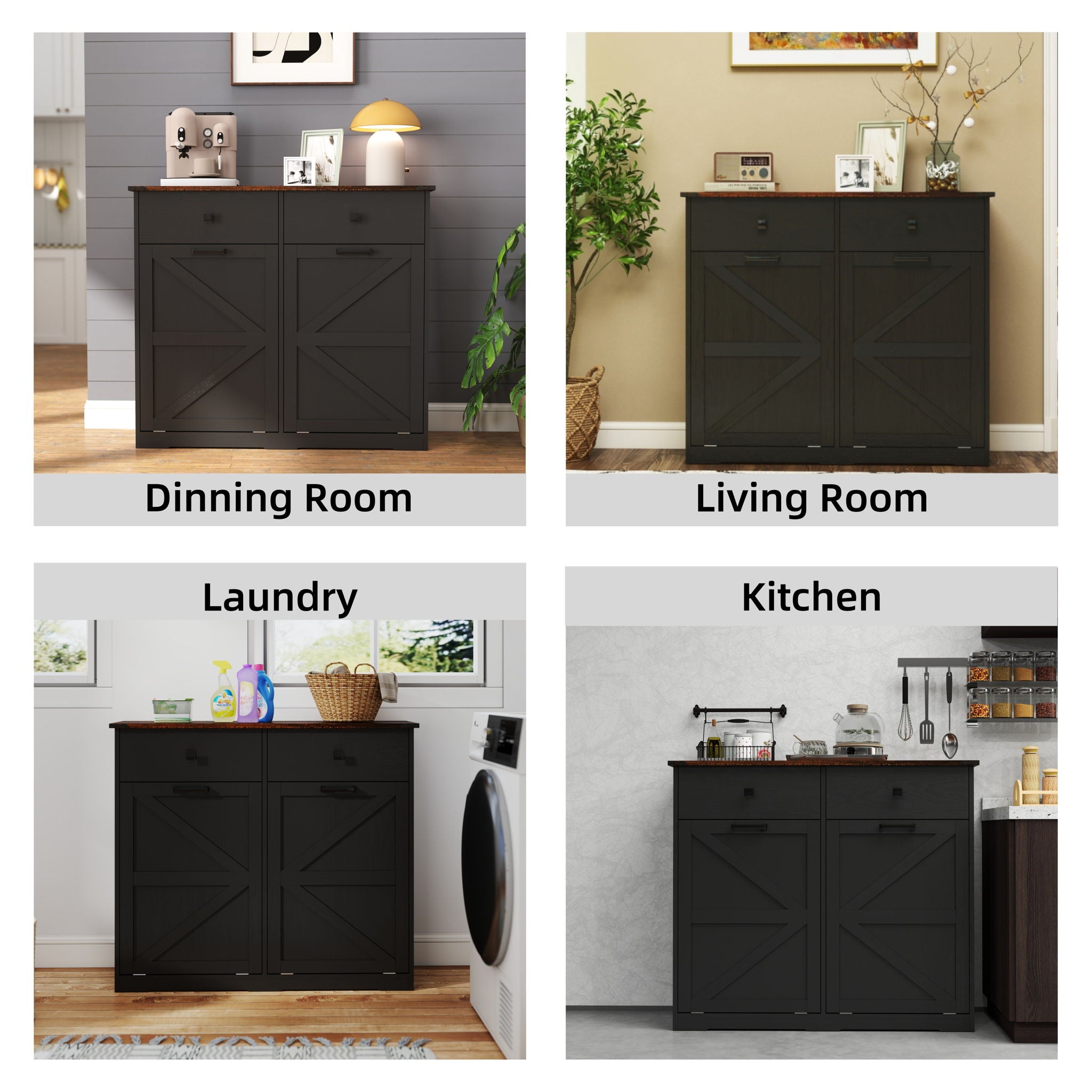 Double Tilt Out Trash Cabinet With Hideaway Drawer And Barn Door Style - Best Buy Furniture