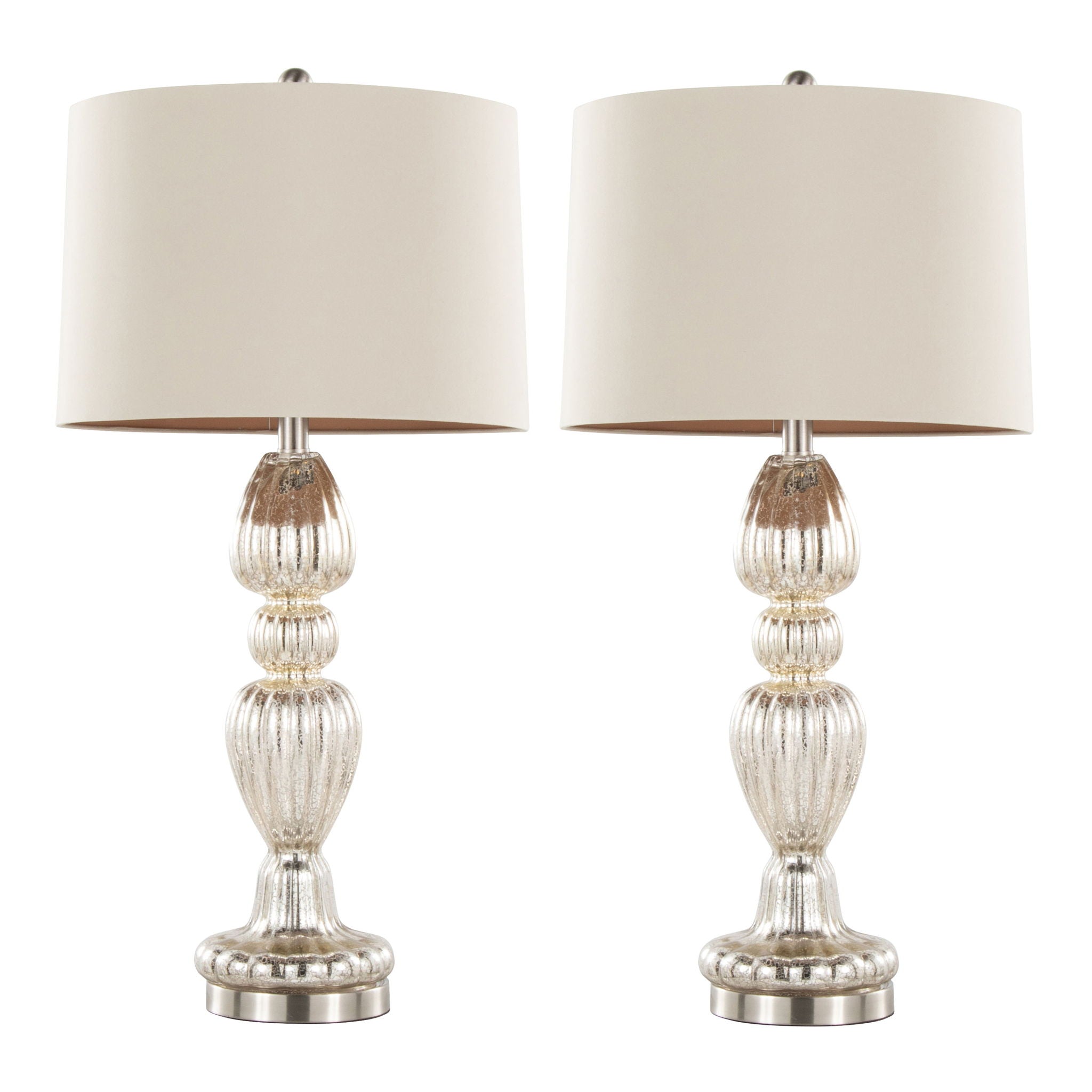 Spade - Contemporary Table Lamp (Set of 2) - Mercury / Nickel / Natural - Best Buy Furniture