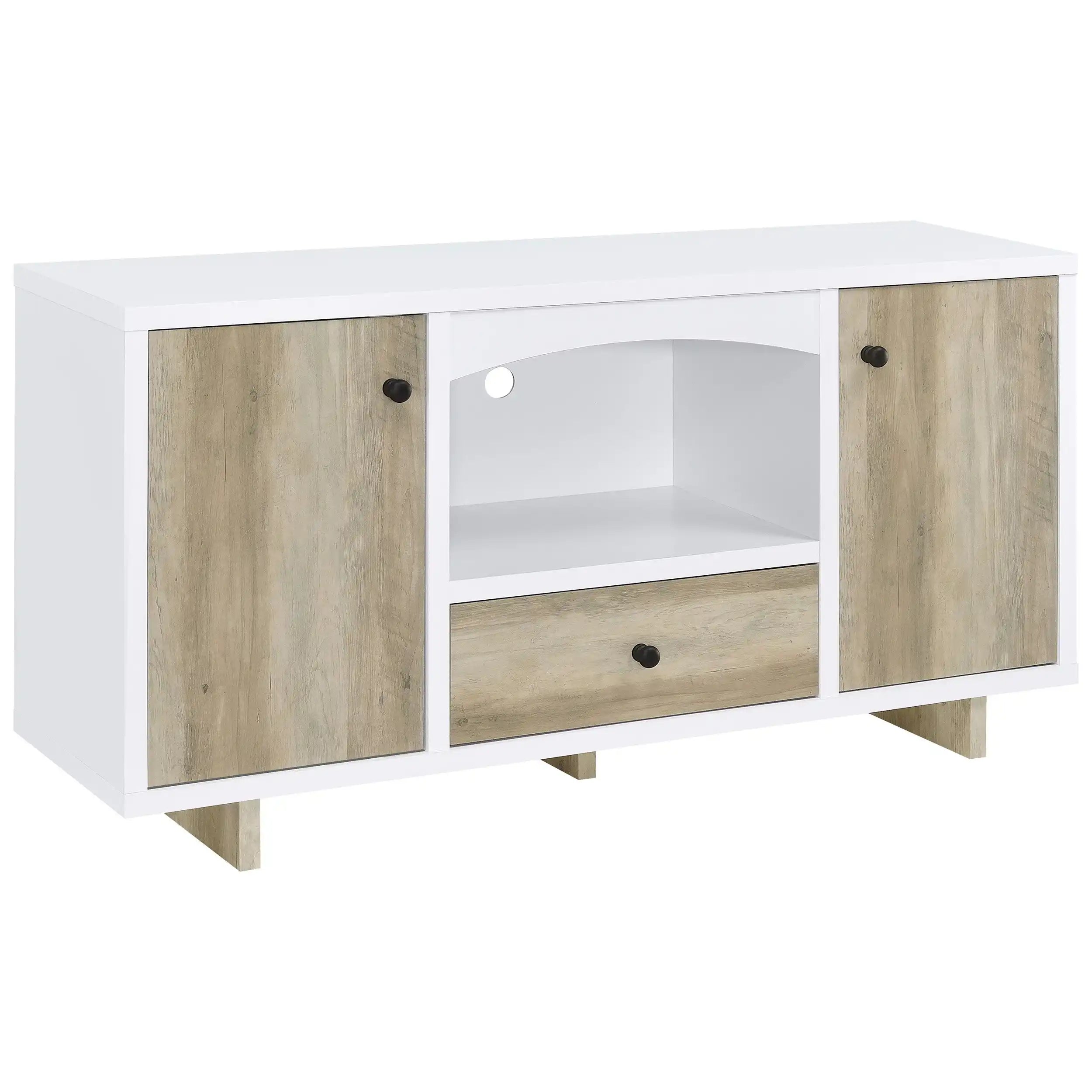 Dalton - 2 Door Storage Credenza - White And Distressed Pine - Best Buy Furniture
