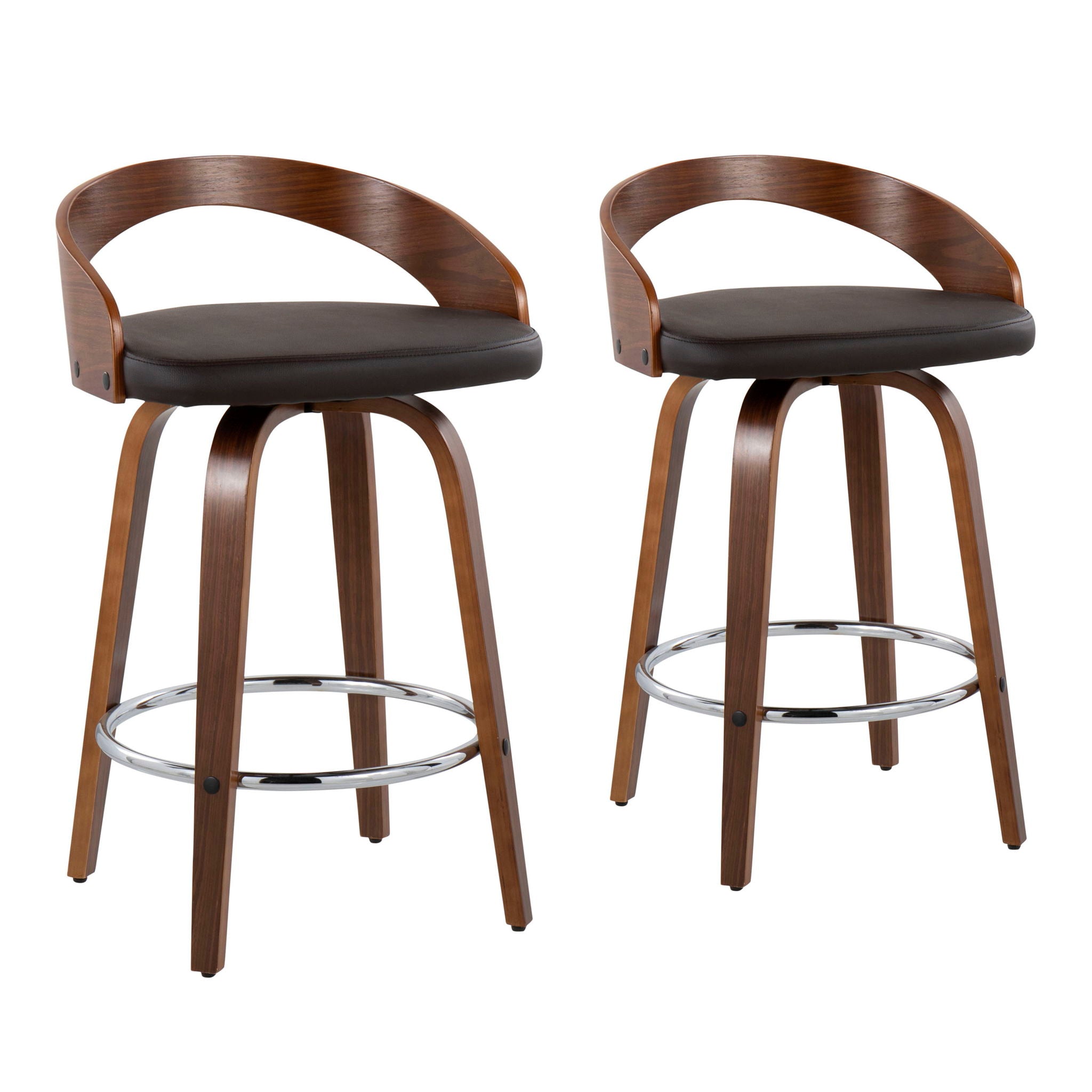 Grotto - Mid-Century Modern, Counter Stool With Swivel (Set of 2) - Best Buy Furniture