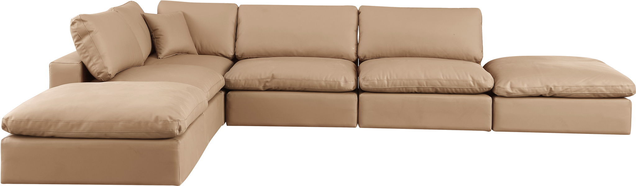 Comfy - 6 Piece Faux Leather Modular Sectional - Tan - Best Buy Furniture