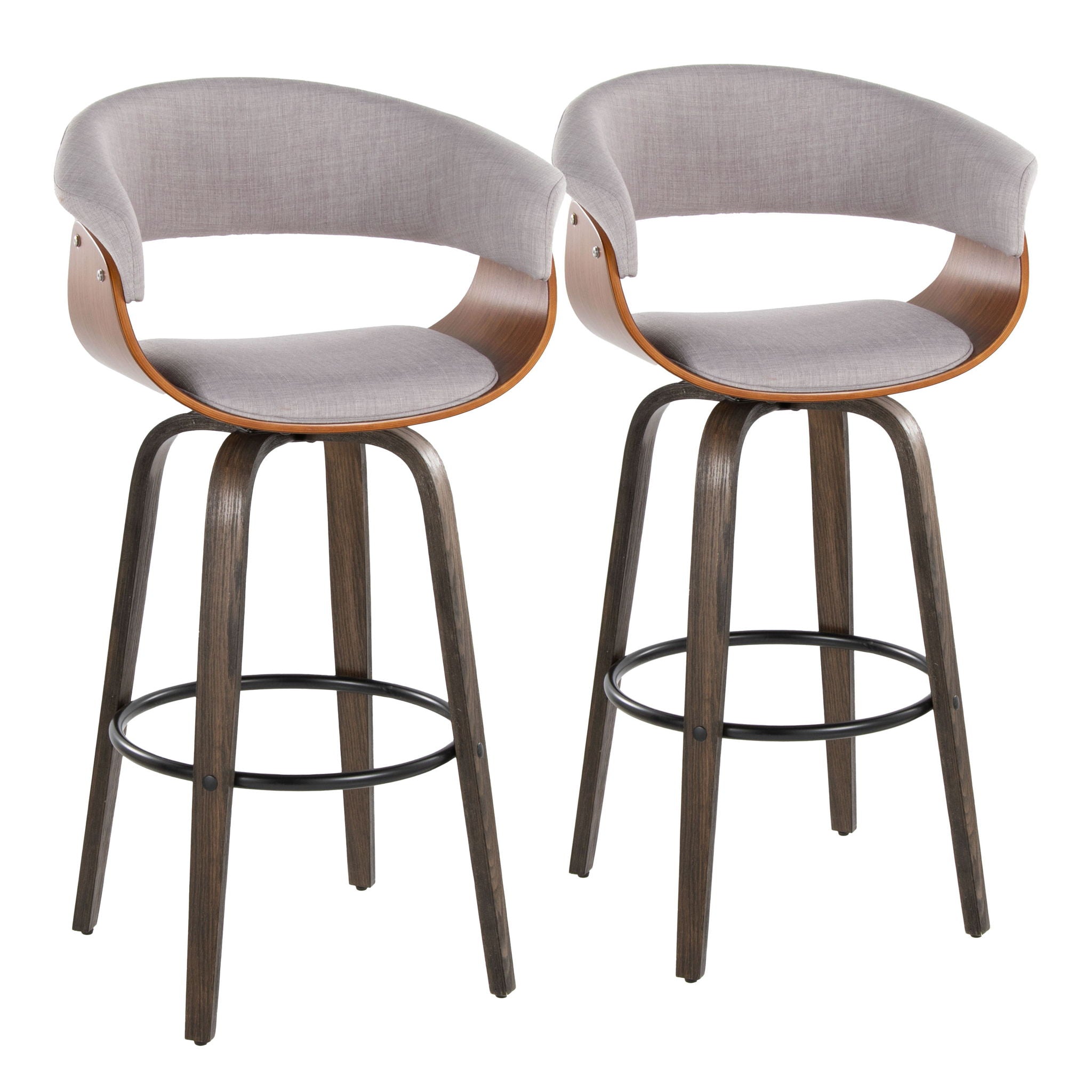 Vintage Mod - Mid Century Modern Fixed Height Barstool With Swivel & Round Footrest (Set of 2) - Best Buy Furniture