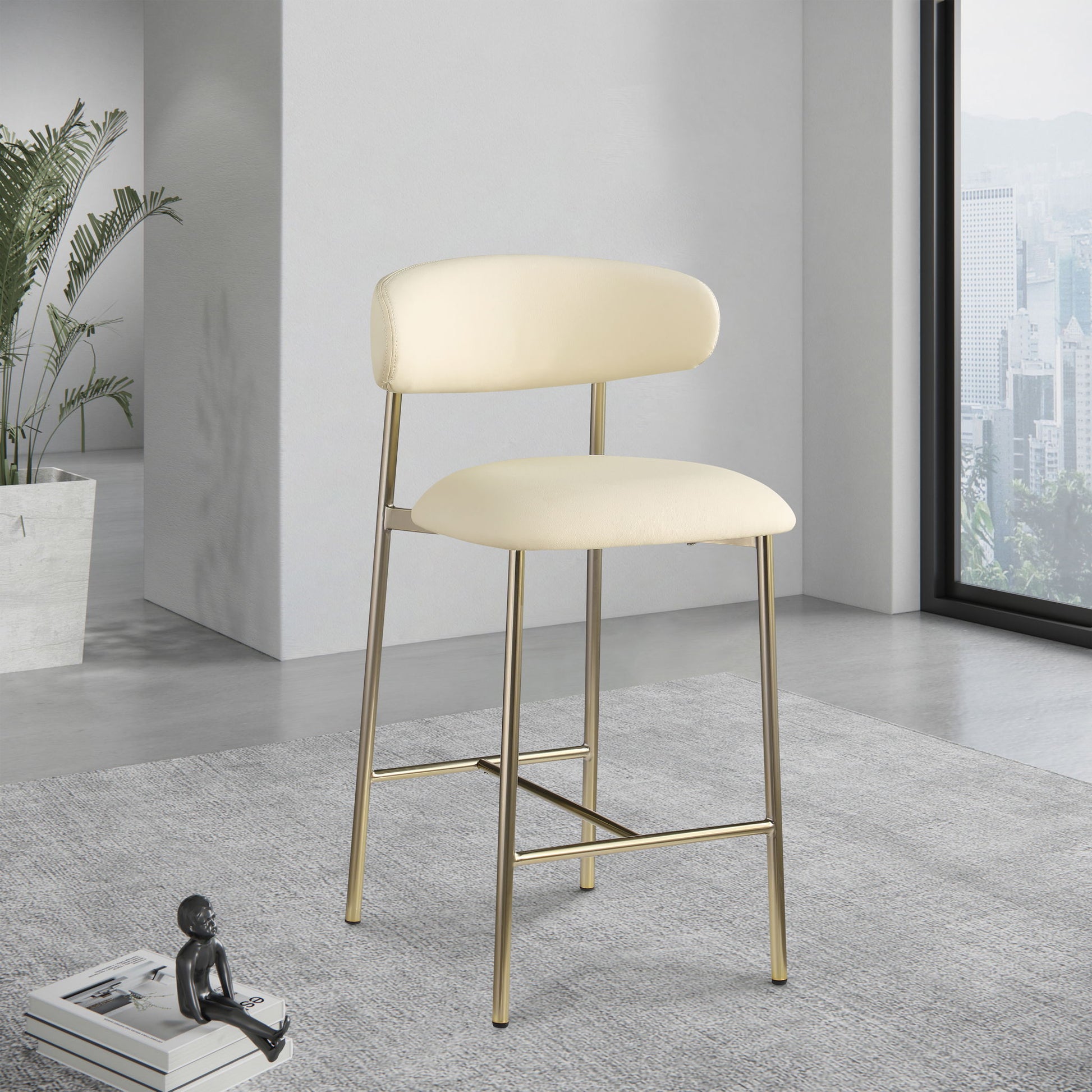 Lupita - Counter Stool With Brushed Gold Frame (Set of 2) - Best Buy Furniture