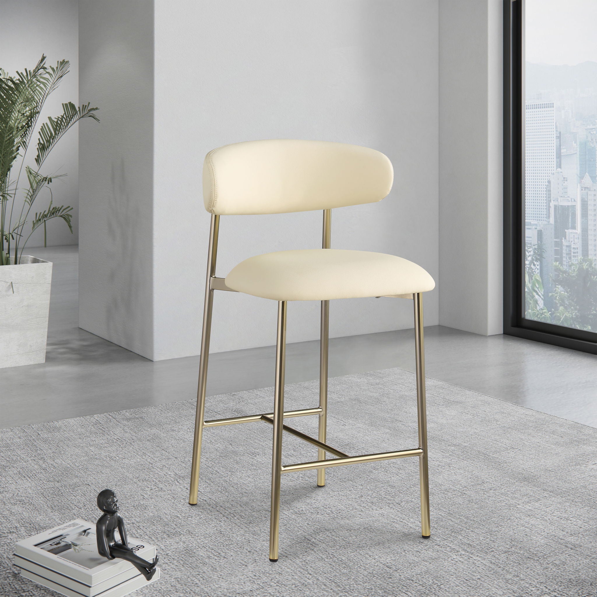 Lupita - Counter Stool With Brushed Gold Frame (Set of 2) - Best Buy Furniture
