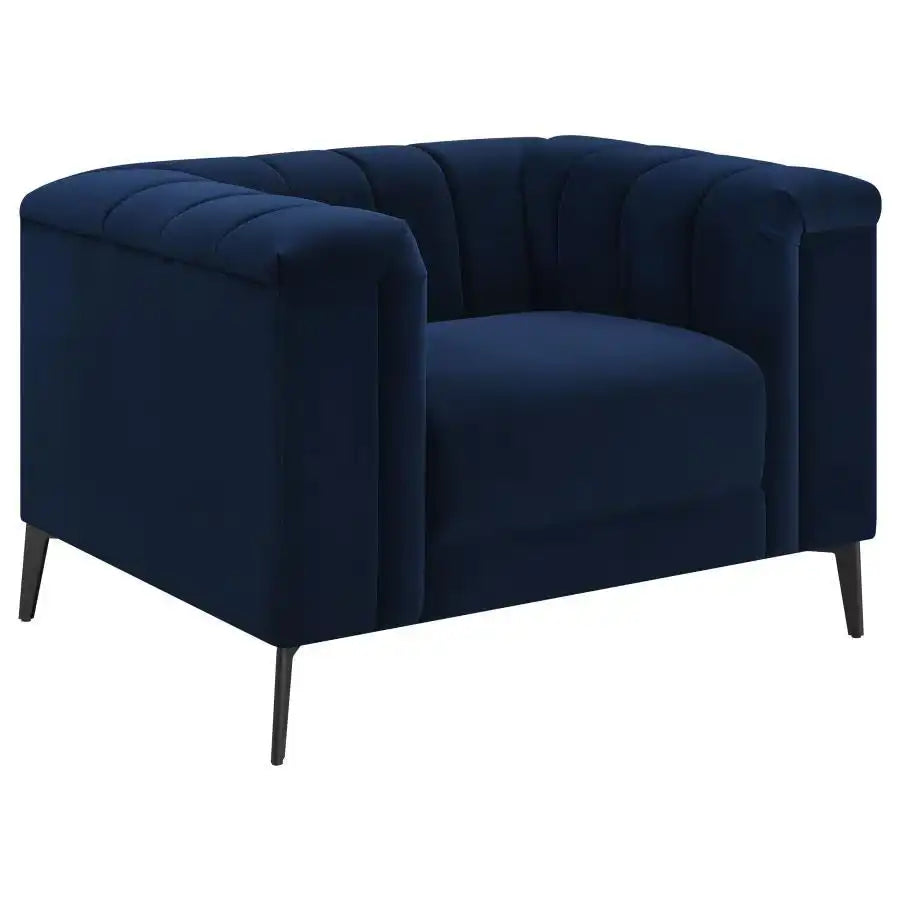 Chalet - Upholstered Tuxedo Arm Tufted Chair - Blue - Best Buy Furniture