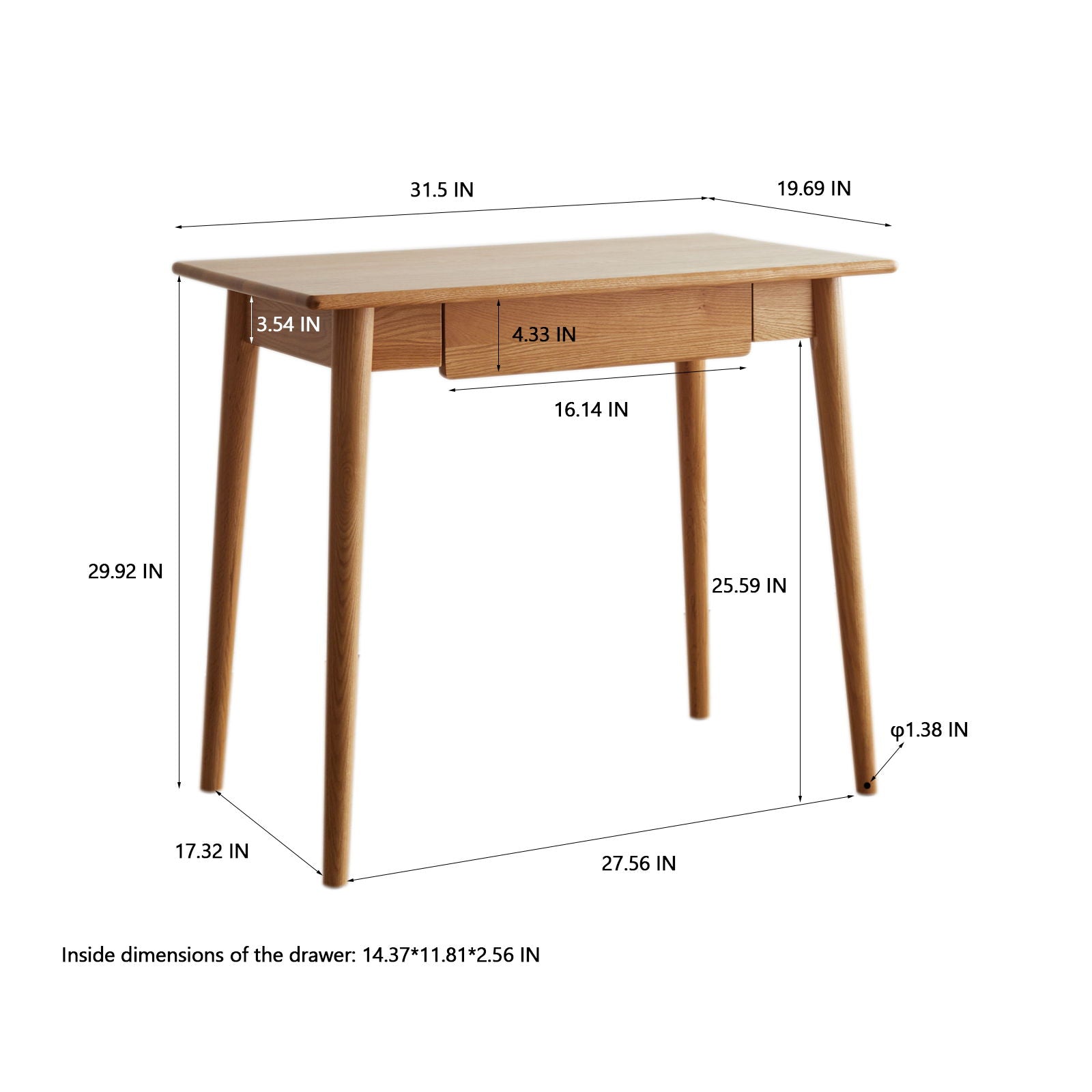 Computer Desk, Study Desk With Drawer Simple Work From Home - Oak Natural - Best Buy Furniture
