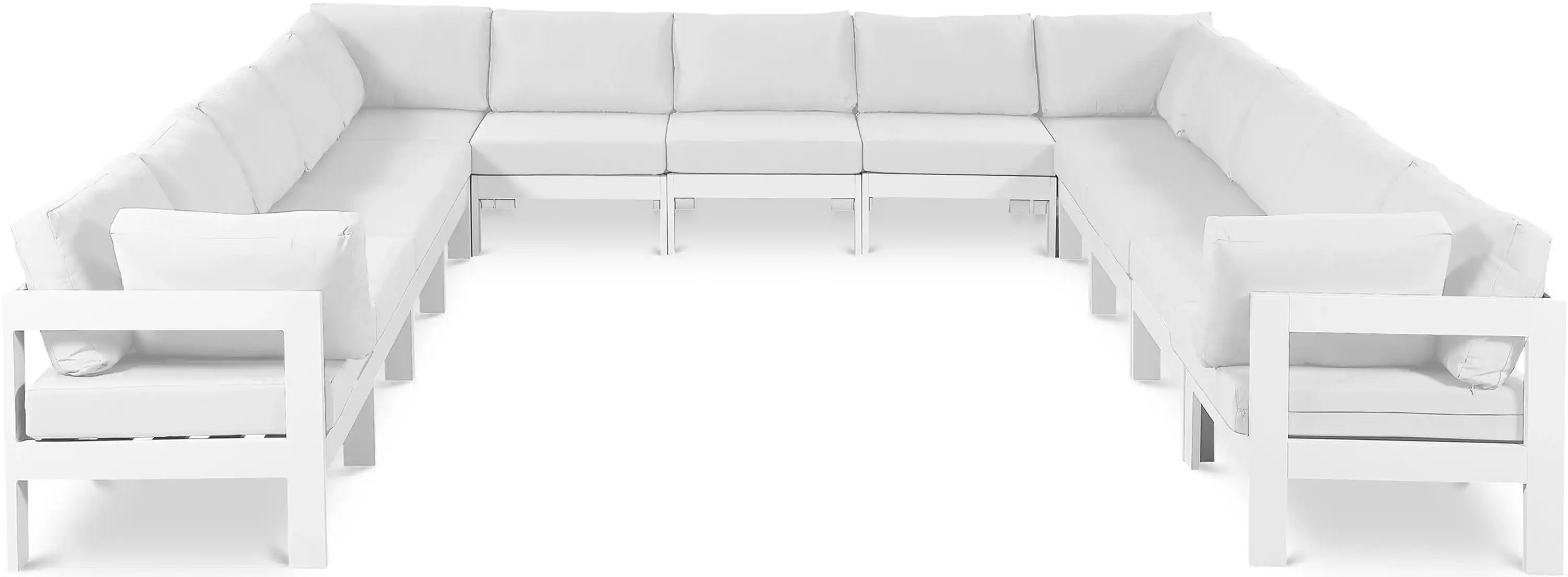 Nizuc - Outdoor Patio 13 Piece Modular Sectional With White Frame - Best Buy Furniture