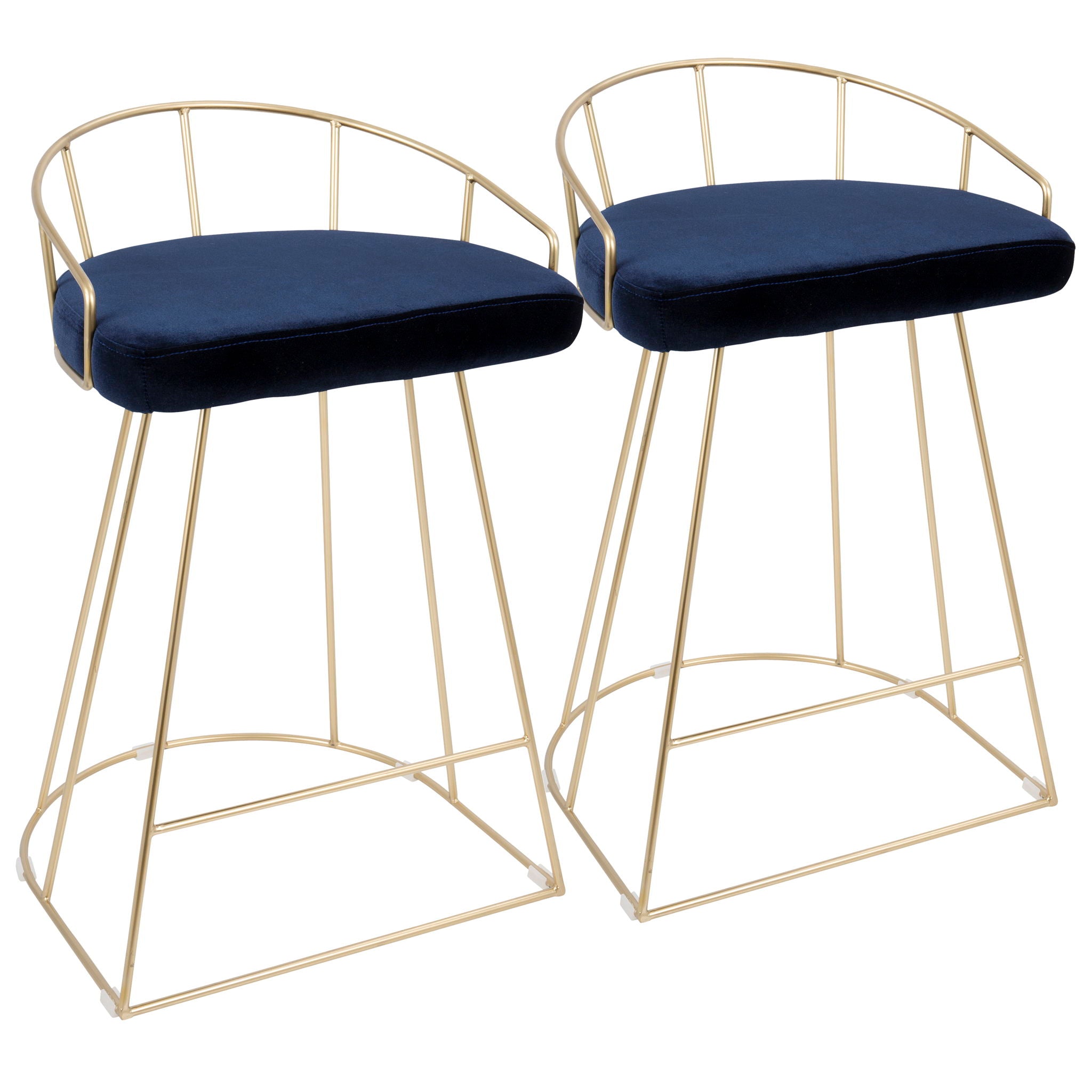Canary - Contemporary / Glam Counter Stool (Set of 2) - Gold / Blue - Best Buy Furniture