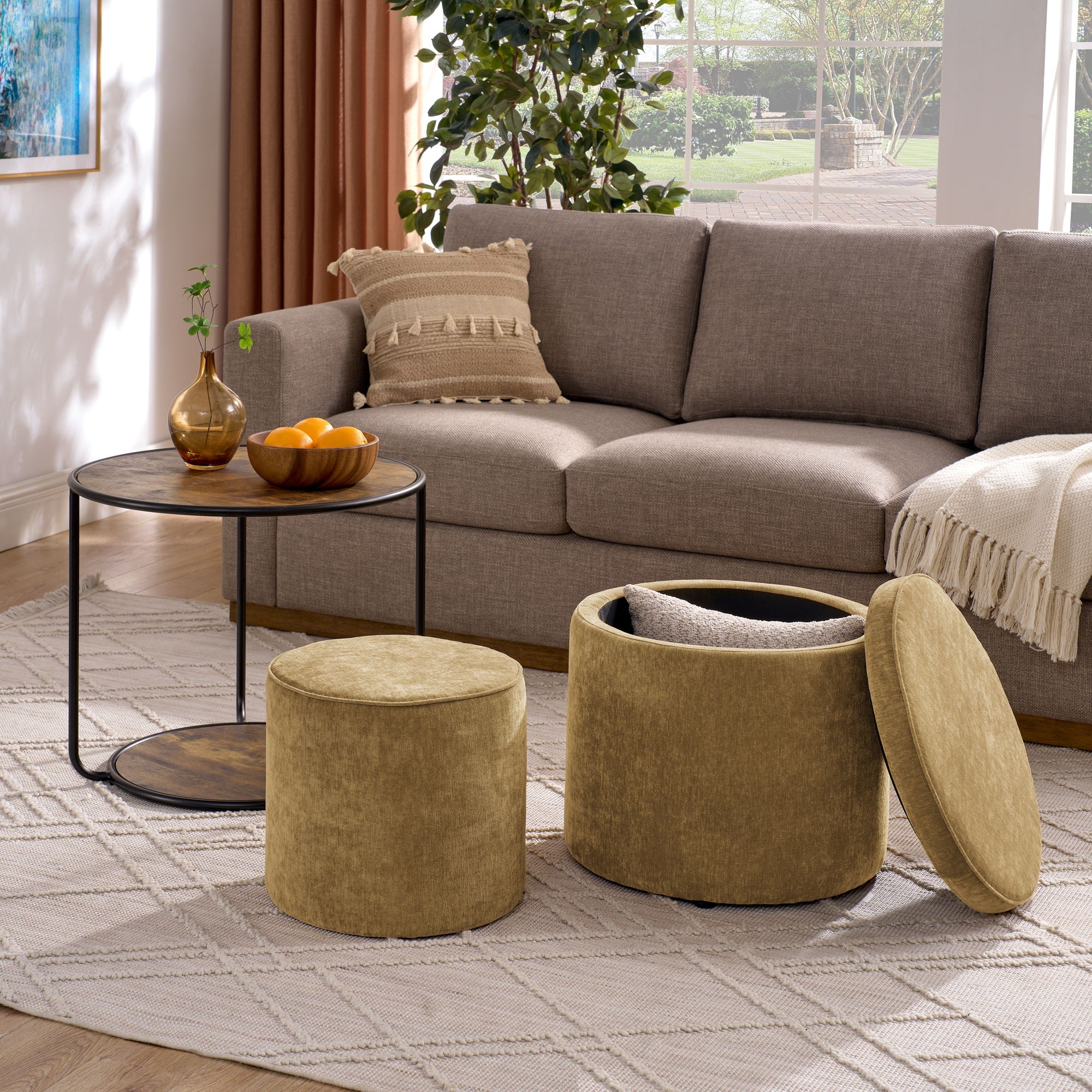 Multi Functional Ottoman And Table Set With Drum Stool - Best Buy Furniture